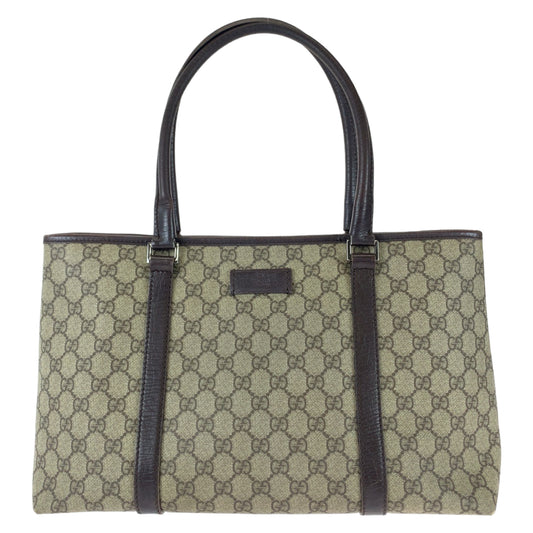 GUCCI グッチ ブラウン シルバー金具 GGスプリームキャンバス / レザー 114595 トートバッグ ショルダーバッグ  レディース
