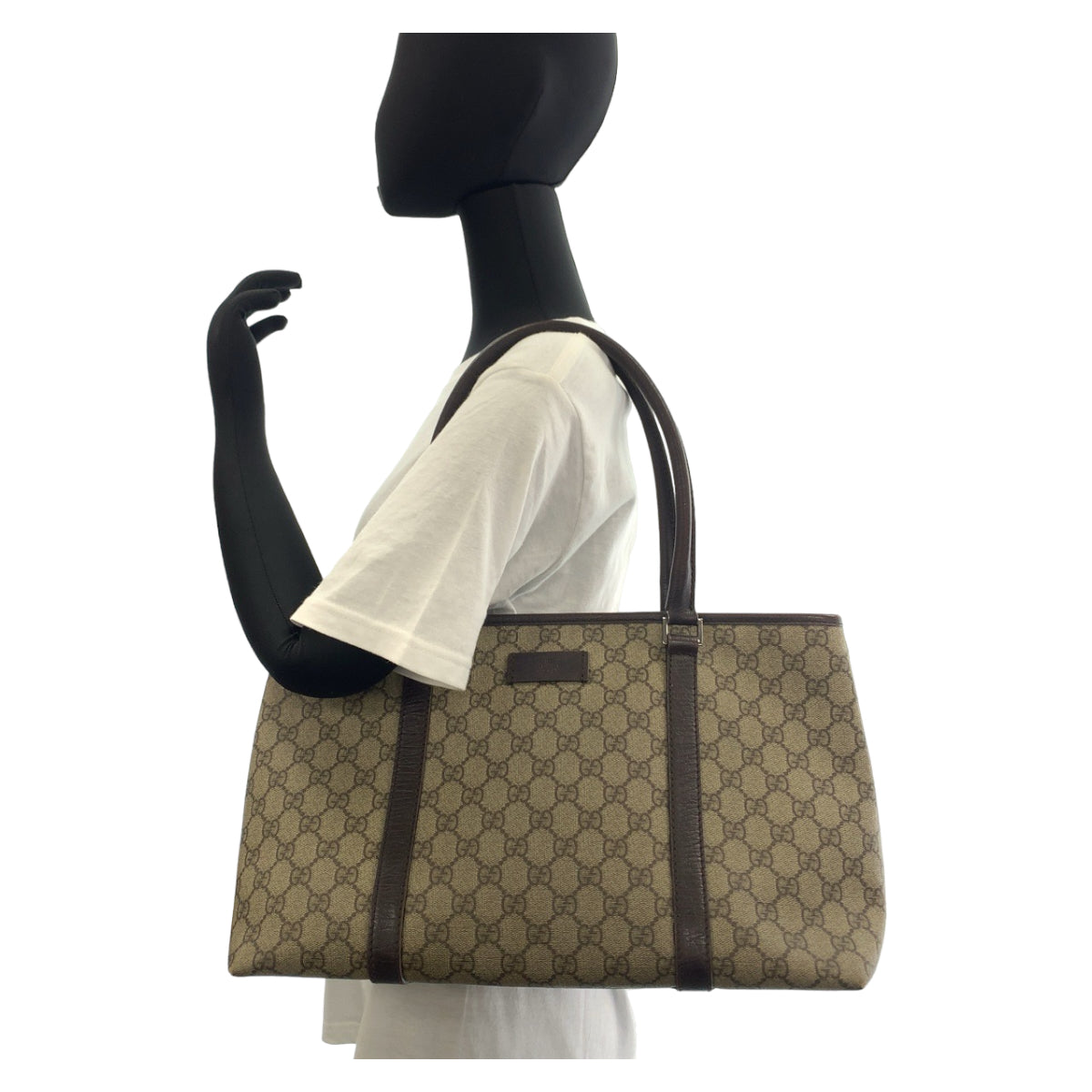 GUCCI グッチ ブラウン シルバー金具 GGスプリームキャンバス / レザー 114595 トートバッグ ショルダーバッグ  レディース