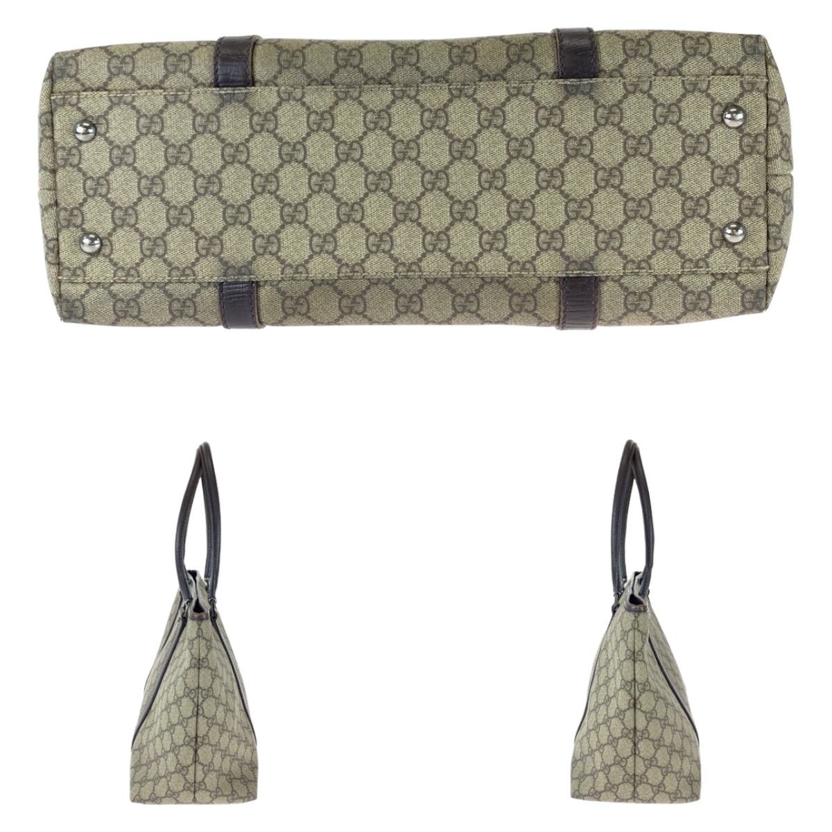 GUCCI グッチ ブラウン シルバー金具 GGスプリームキャンバス / レザー 114595 トートバッグ ショルダーバッグ  レディース