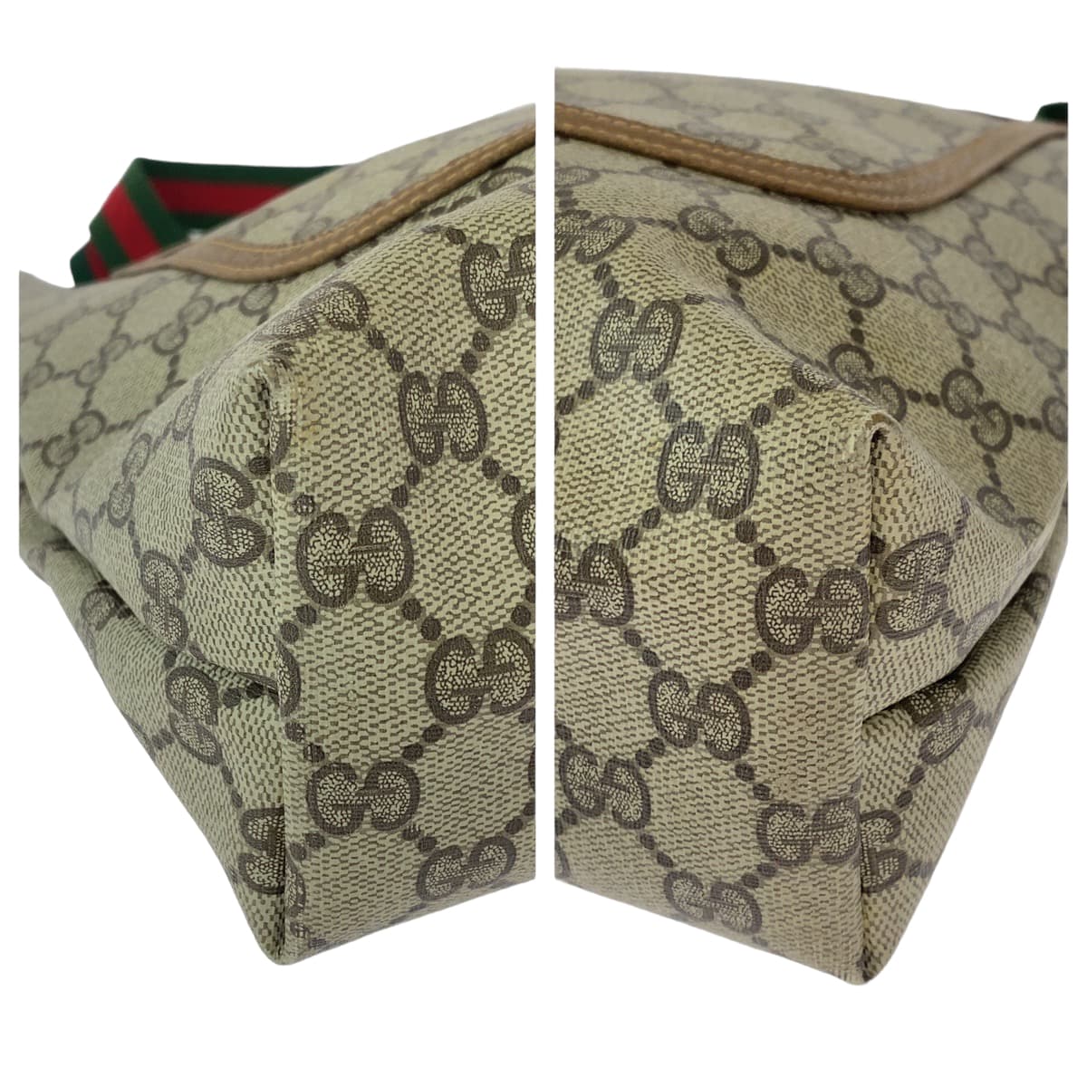 12395
GUCCI グッチ ヴィンテージ オールドグッチ シェリーライン ベージュ ブラウン ゴールド金具 GGスプリームキャンバス 56 02 003 トートバッグ ショルダーバッグ  メンズ