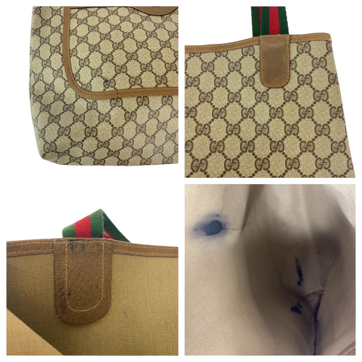 12395
GUCCI グッチ ヴィンテージ オールドグッチ シェリーライン ベージュ ブラウン ゴールド金具 GGスプリームキャンバス 56 02 003 トートバッグ ショルダーバッグ  メンズ