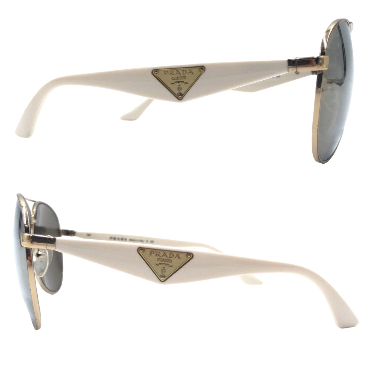 12394
PRADA プラダ パイロット ティアドロップ 三角ロゴ ホワイト ブラウン ミラー プラスチック SPR53Q 60□13 ZVN-1C0 140 3N 男女兼用 ティアドロップ  メンズ