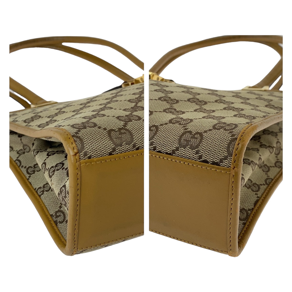 GUCCI グッチ ジャッキー ベージュ ブラウン ゴールド金具 GGキャンバス 002 1073 トートバッグ ショルダーバッグ  レディース