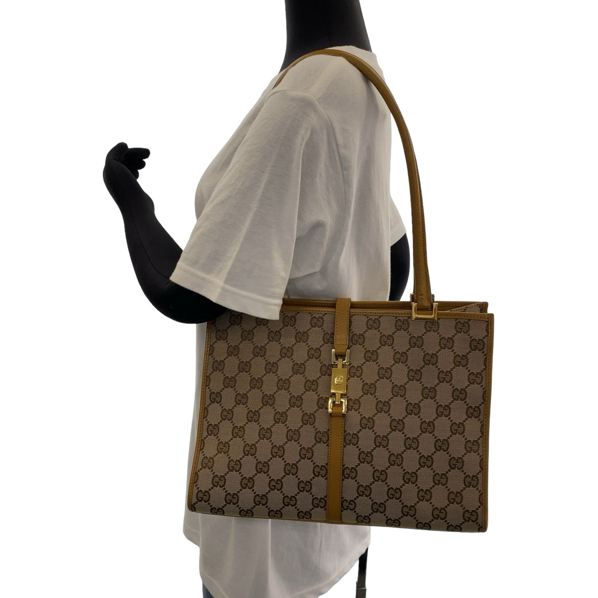 GUCCI グッチ ジャッキー ベージュ ブラウン ゴールド金具 GGキャンバス 002 1073 トートバッグ ショルダーバッグ  レディース