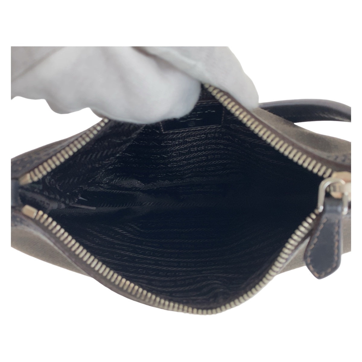 PRADA Prada Logo Jacquard Hobo Brown Silver Hardware Canvas/Leather Shoulder Bag One Shoulder Bag Women's