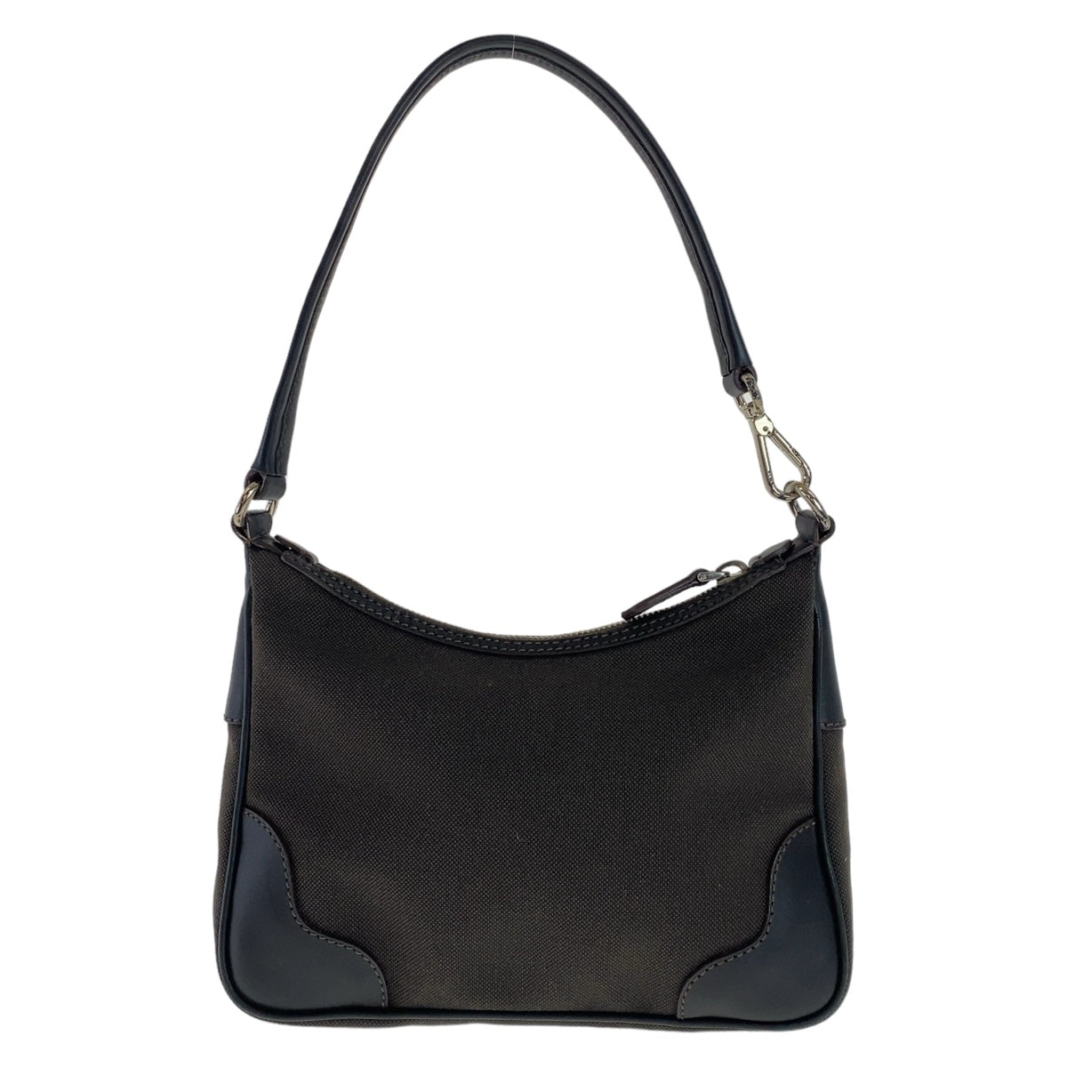 PRADA Prada Logo Jacquard Hobo Brown Silver Hardware Canvas/Leather Shoulder Bag One Shoulder Bag Women's