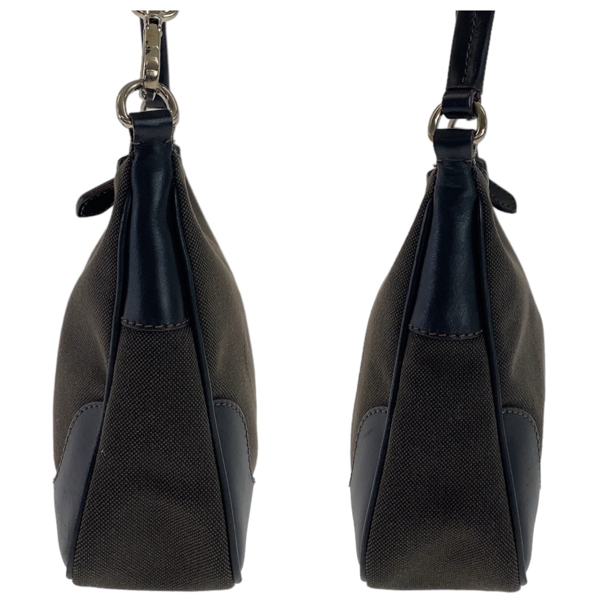 PRADA Prada Logo Jacquard Hobo Brown Silver Hardware Canvas/Leather Shoulder Bag One Shoulder Bag Women's