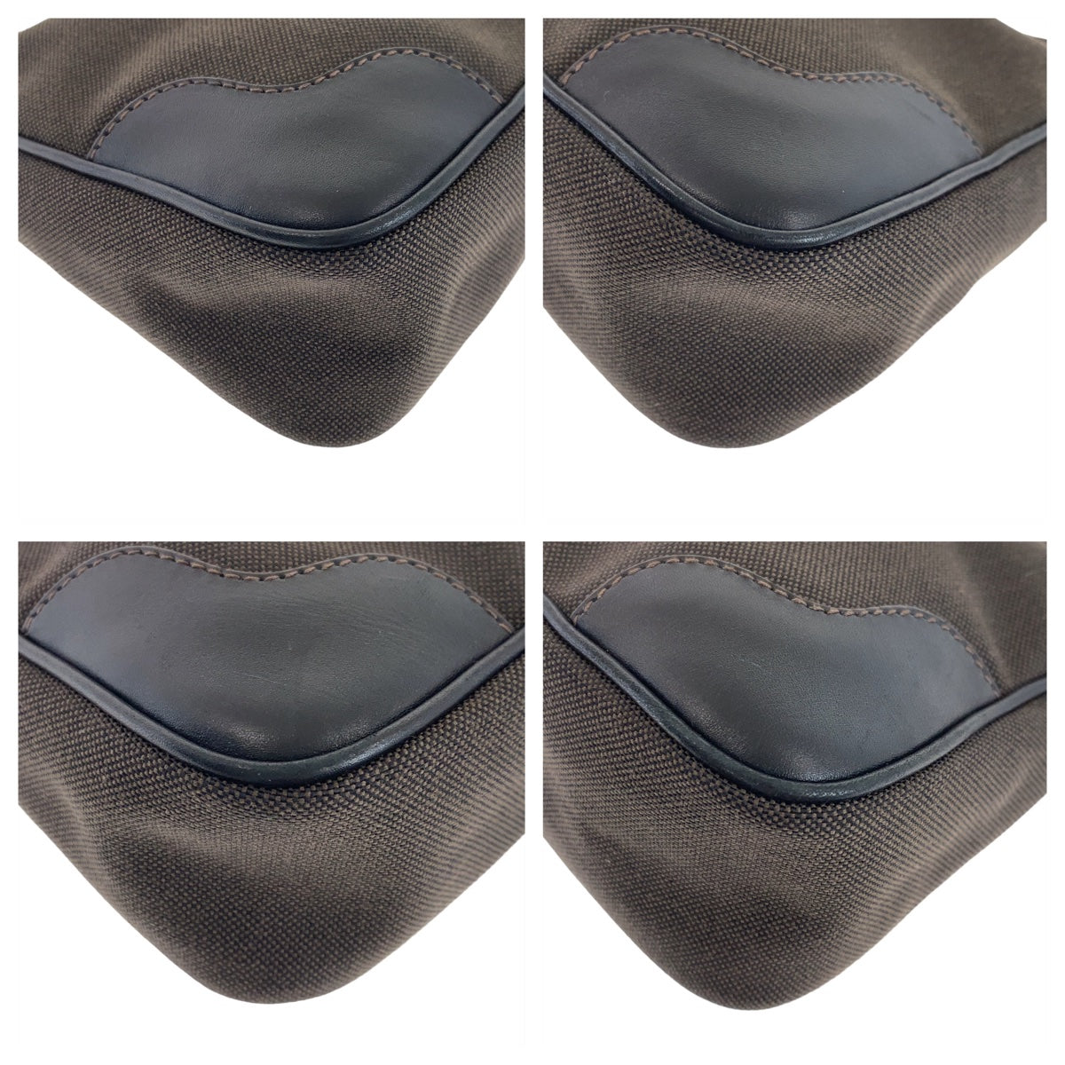 PRADA Prada Logo Jacquard Hobo Brown Silver Hardware Canvas/Leather Shoulder Bag One Shoulder Bag Women's