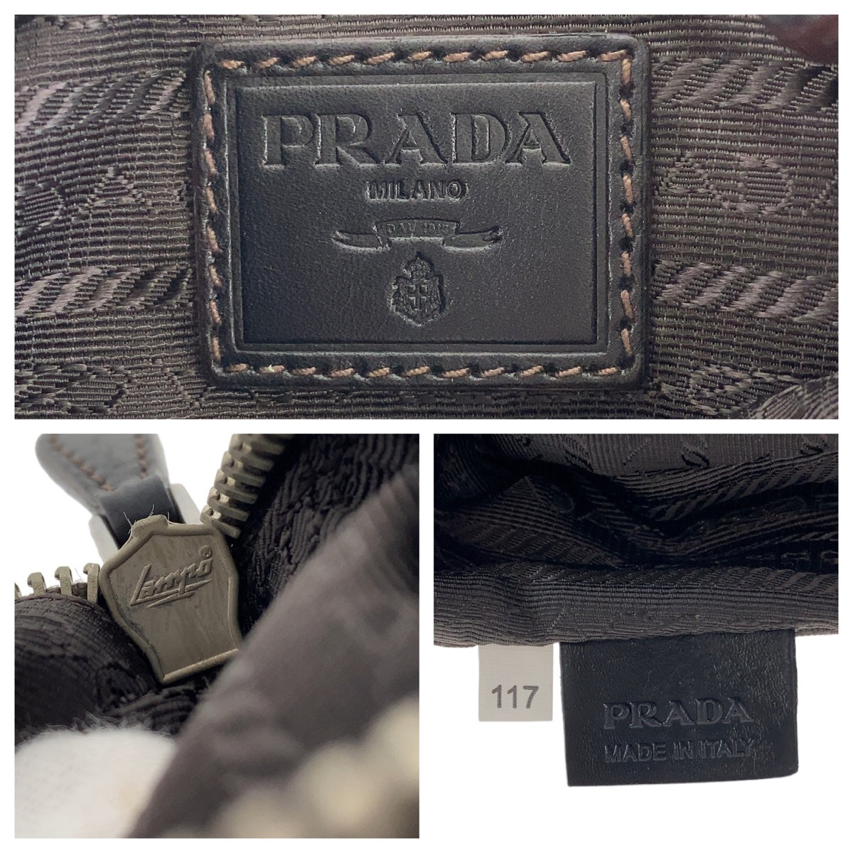 PRADA Prada Logo Jacquard Hobo Brown Silver Hardware Canvas/Leather Shoulder Bag One Shoulder Bag Women's