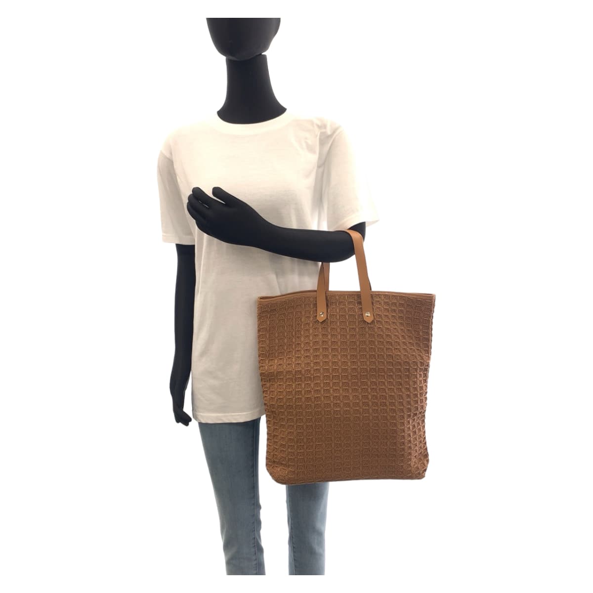 11596
HERMES エルメス アメダバ ディアゴGM 男女兼用 ブラウン シルバー金具 キャンバス / レザー トートバッグ ハンドバッグ  レディース