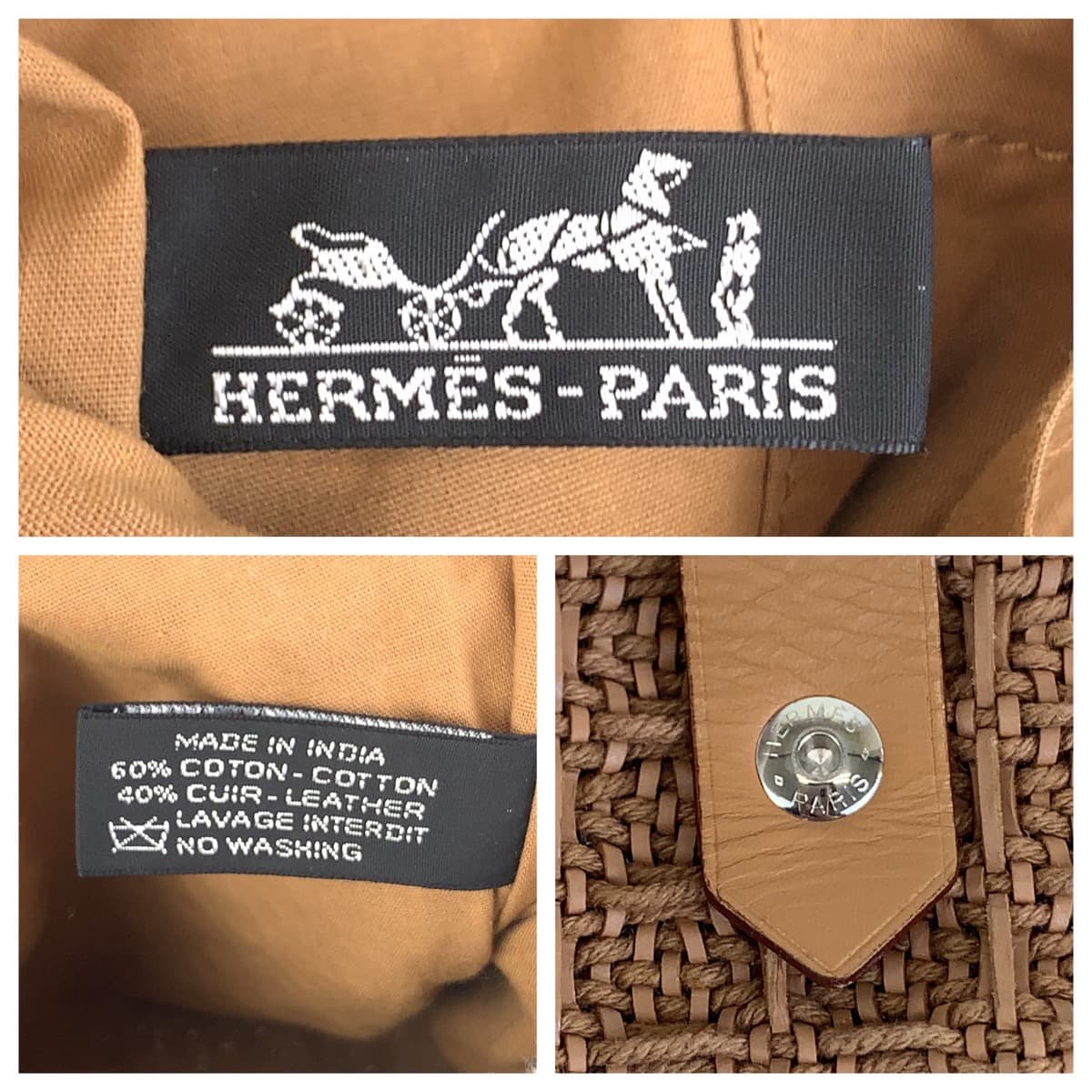 11596
HERMES エルメス アメダバ ディアゴGM 男女兼用 ブラウン シルバー金具 キャンバス / レザー トートバッグ ハンドバッグ  レディース