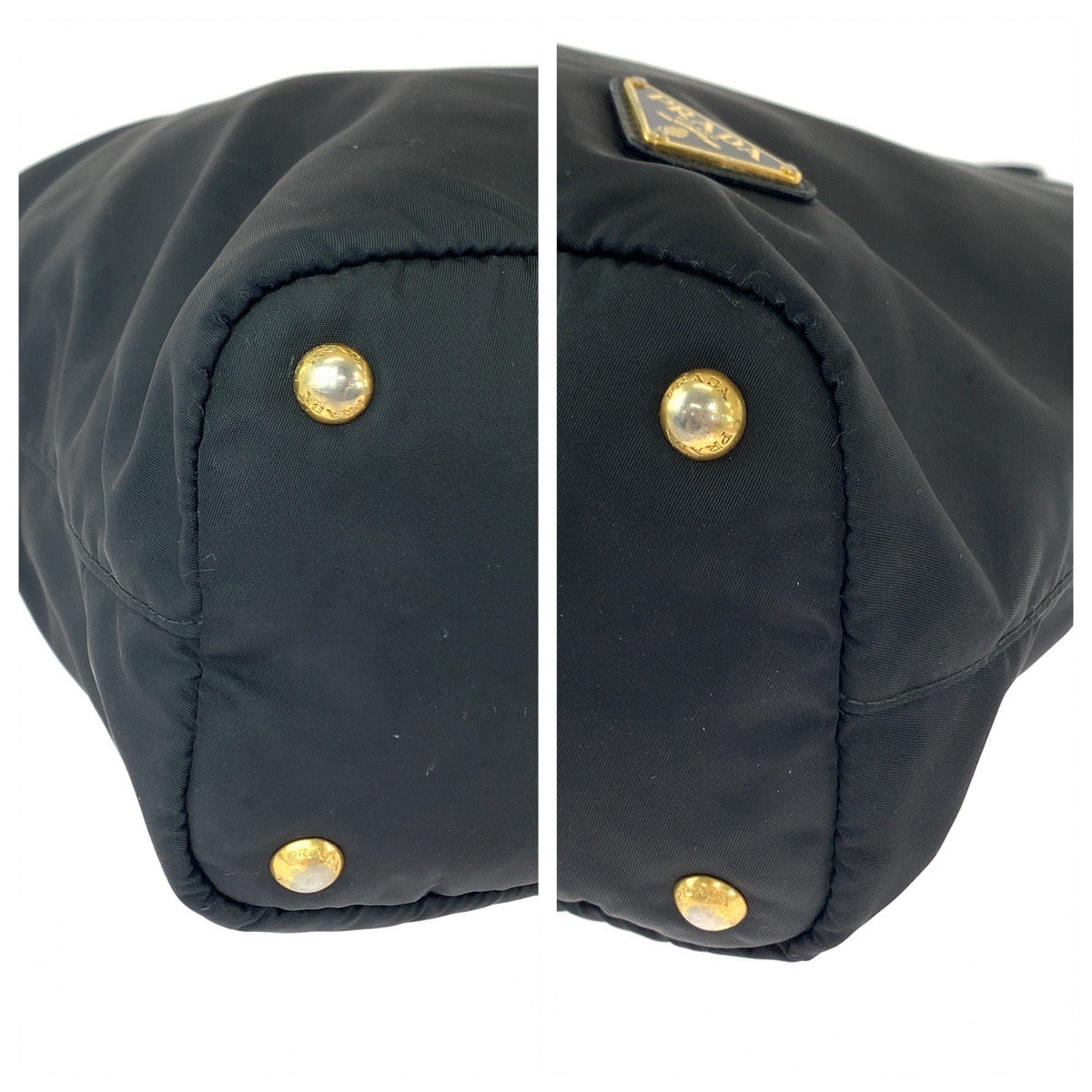 12391
PRADA プラダ テスート 三角ロゴプレート ブラック 黒 ゴールド金具 ナイロン ショルダーバッグ トートバッグ 2way  レディース