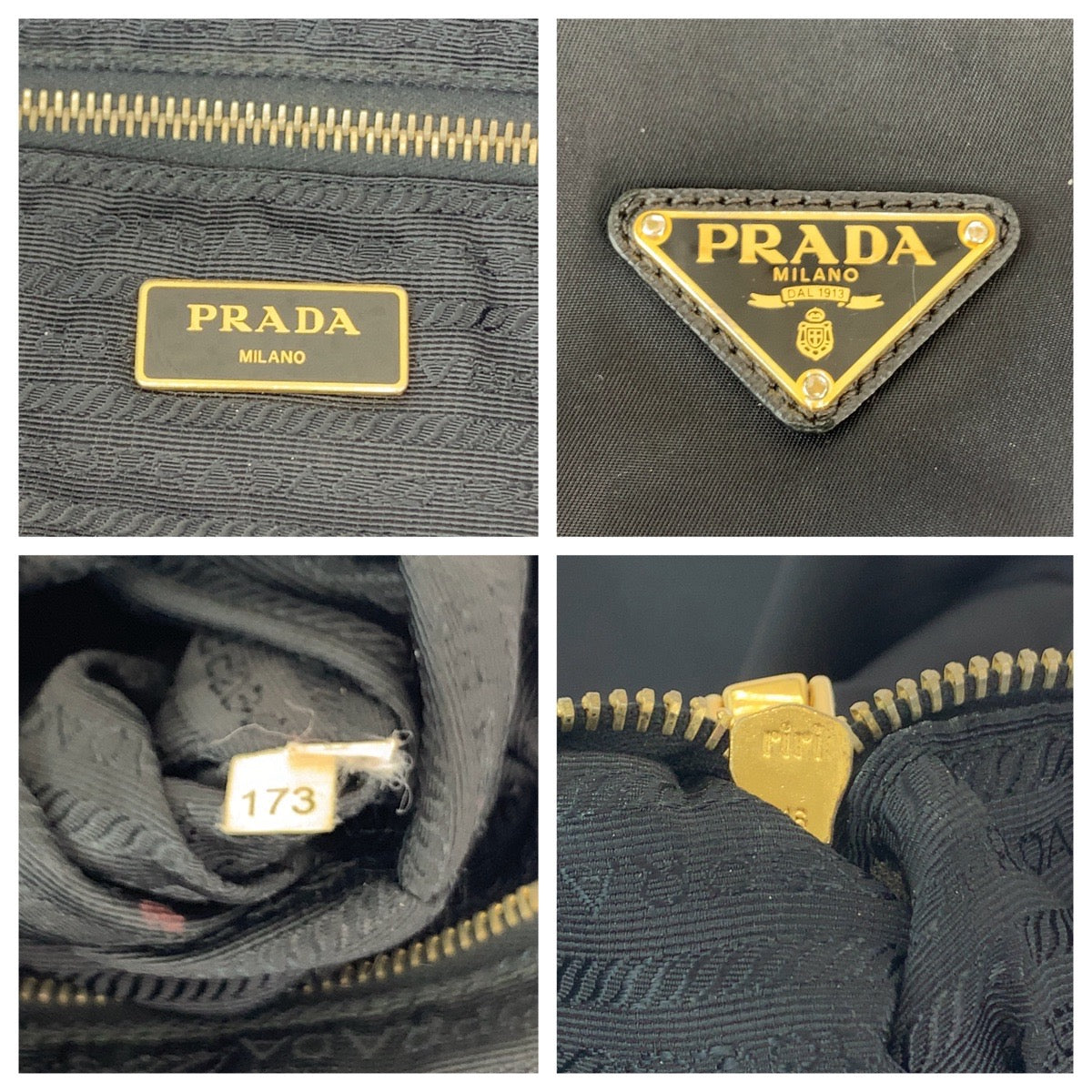 12391
PRADA プラダ テスート 三角ロゴプレート ブラック 黒 ゴールド金具 ナイロン ショルダーバッグ トートバッグ 2way  レディース