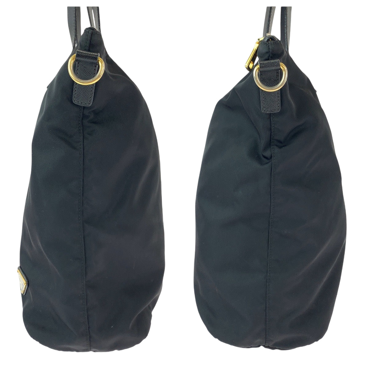 12391
PRADA プラダ テスート 三角ロゴプレート ブラック 黒 ゴールド金具 ナイロン ショルダーバッグ トートバッグ 2way  レディース