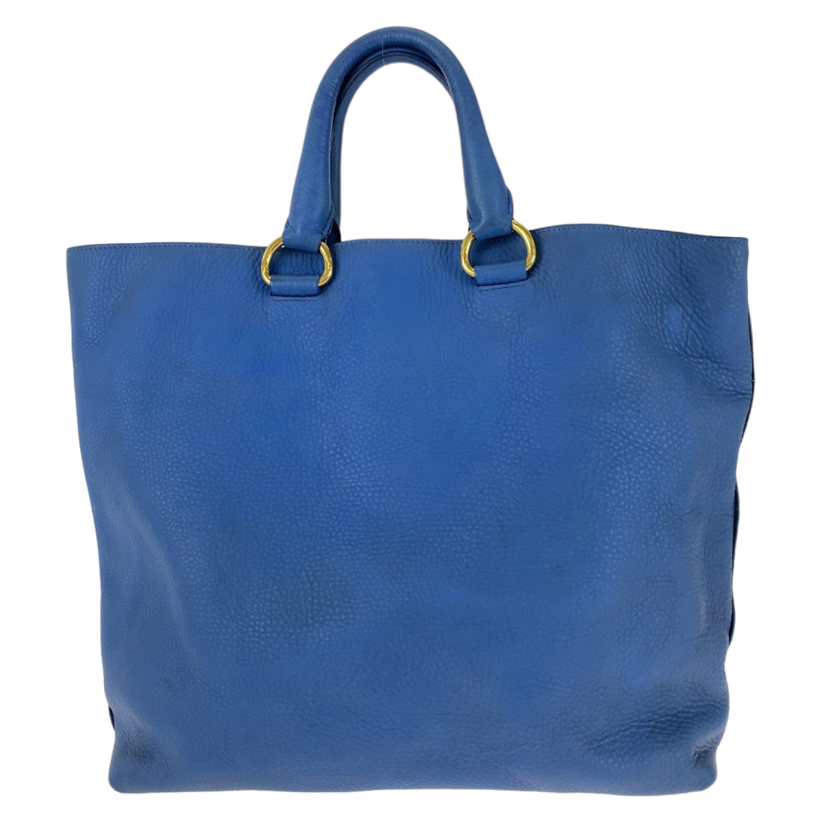 PRADA Vitello Dino unisex blue gold hardware leather tote bag shoulder bag 2way ladies