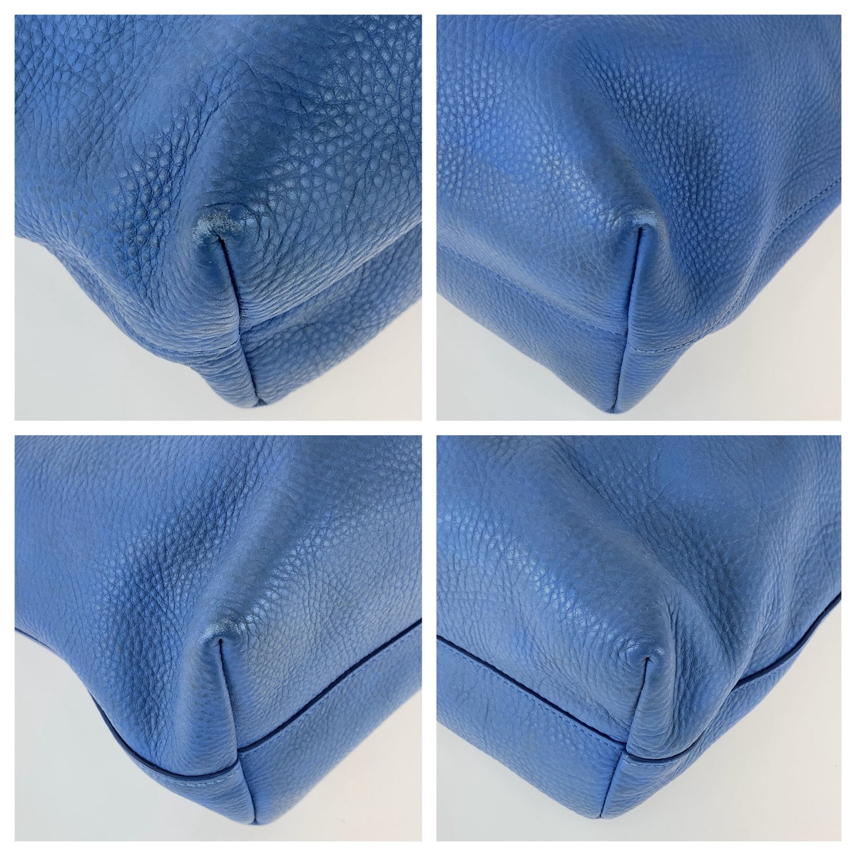 PRADA Vitello Dino unisex blue gold hardware leather tote bag shoulder bag 2way ladies