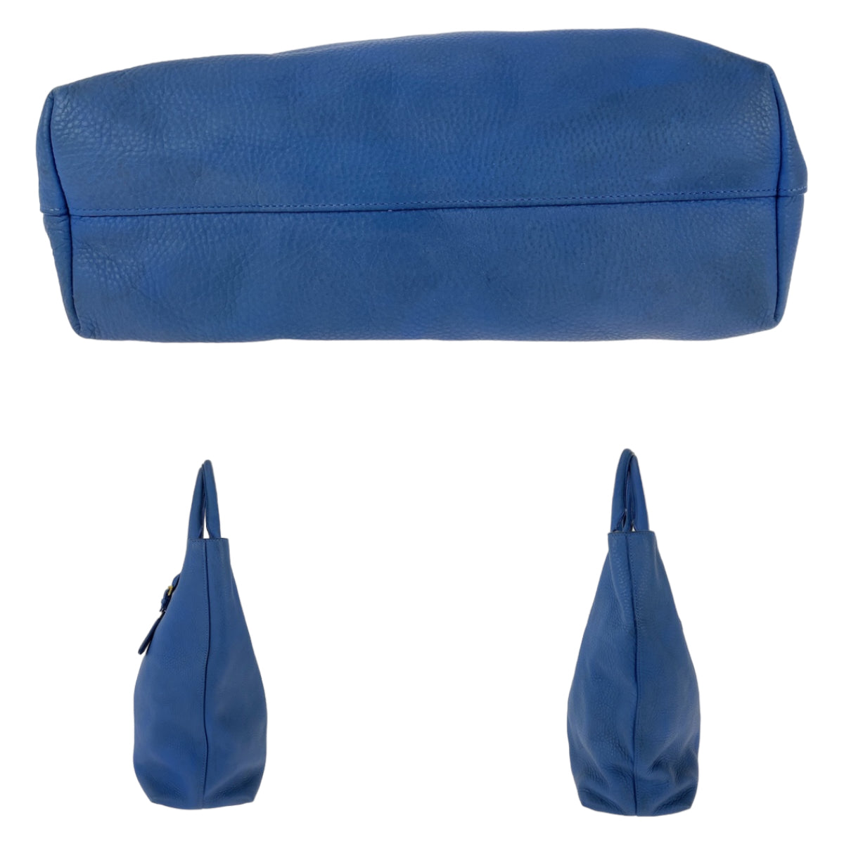 PRADA Vitello Dino unisex blue gold hardware leather tote bag shoulder bag 2way ladies