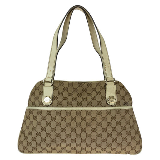 11597
 GUCCI GG pattern beige white silver hardware GG canvas 163288 tote bag shoulder bag for women