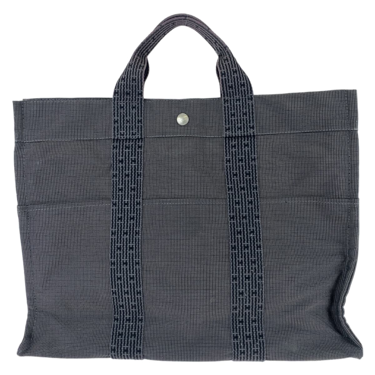 11600
HERMES エルメス エールラインMM グレー シルバー金具 キャンバス トートバッグ ハンドバッグ 男女兼用  メンズ