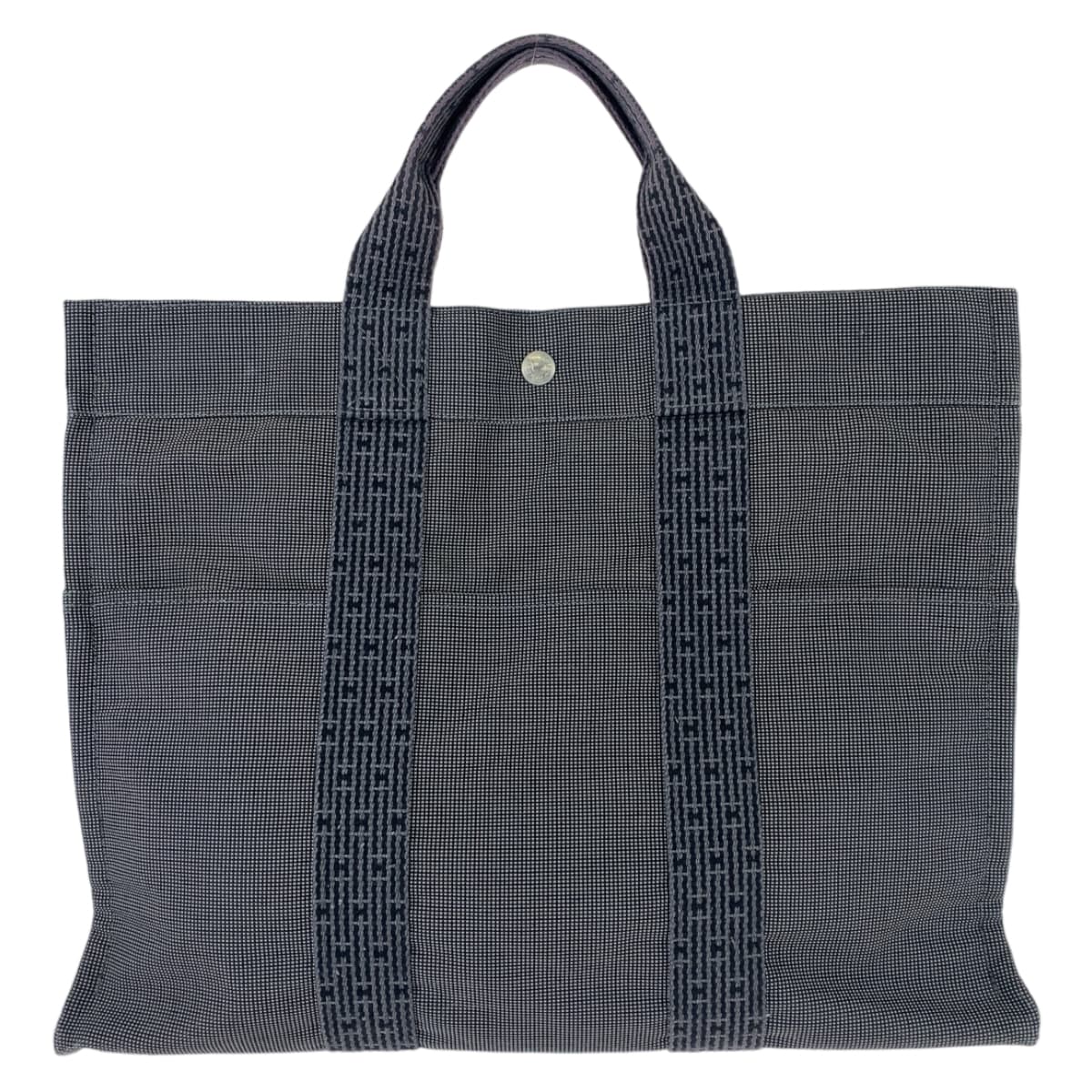 11600
HERMES エルメス エールラインMM グレー シルバー金具 キャンバス トートバッグ ハンドバッグ 男女兼用  メンズ