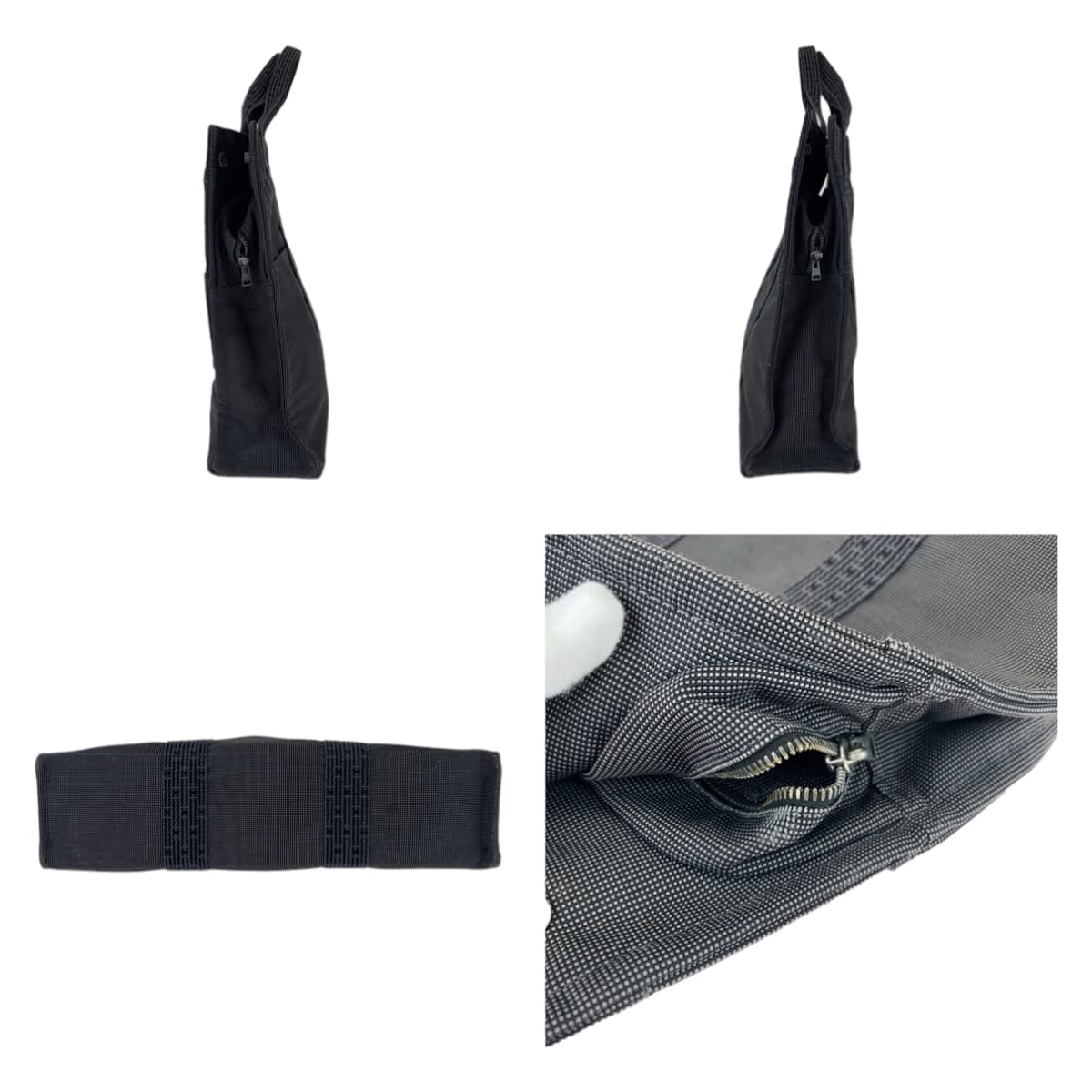 11600
HERMES エルメス エールラインMM グレー シルバー金具 キャンバス トートバッグ ハンドバッグ 男女兼用  メンズ
