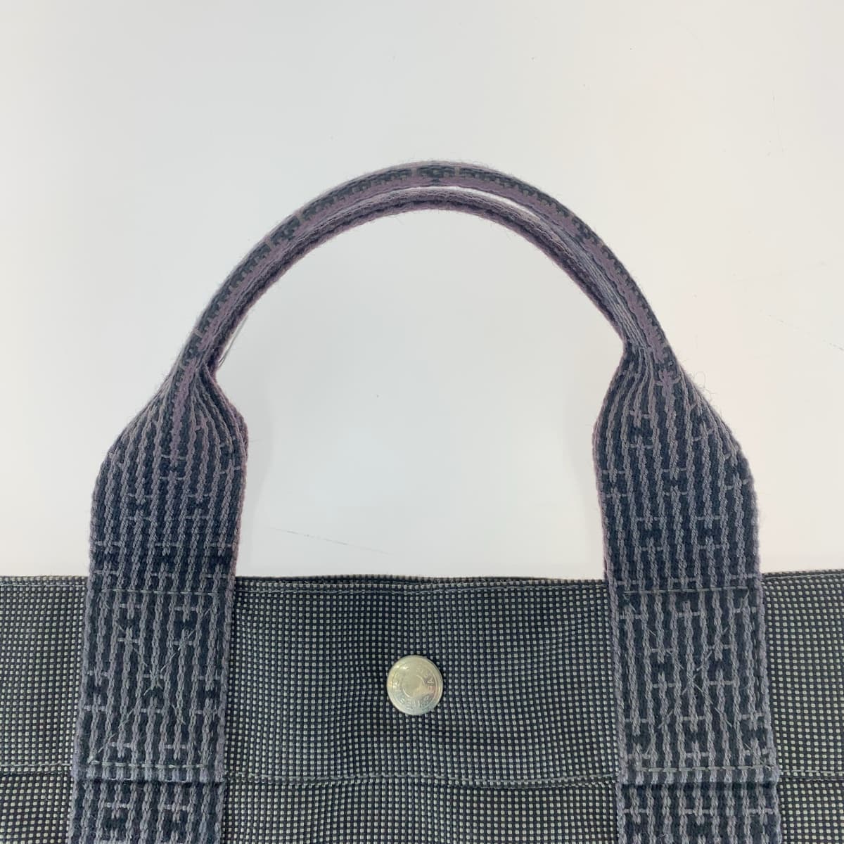 11600
HERMES エルメス エールラインMM グレー シルバー金具 キャンバス トートバッグ ハンドバッグ 男女兼用  メンズ