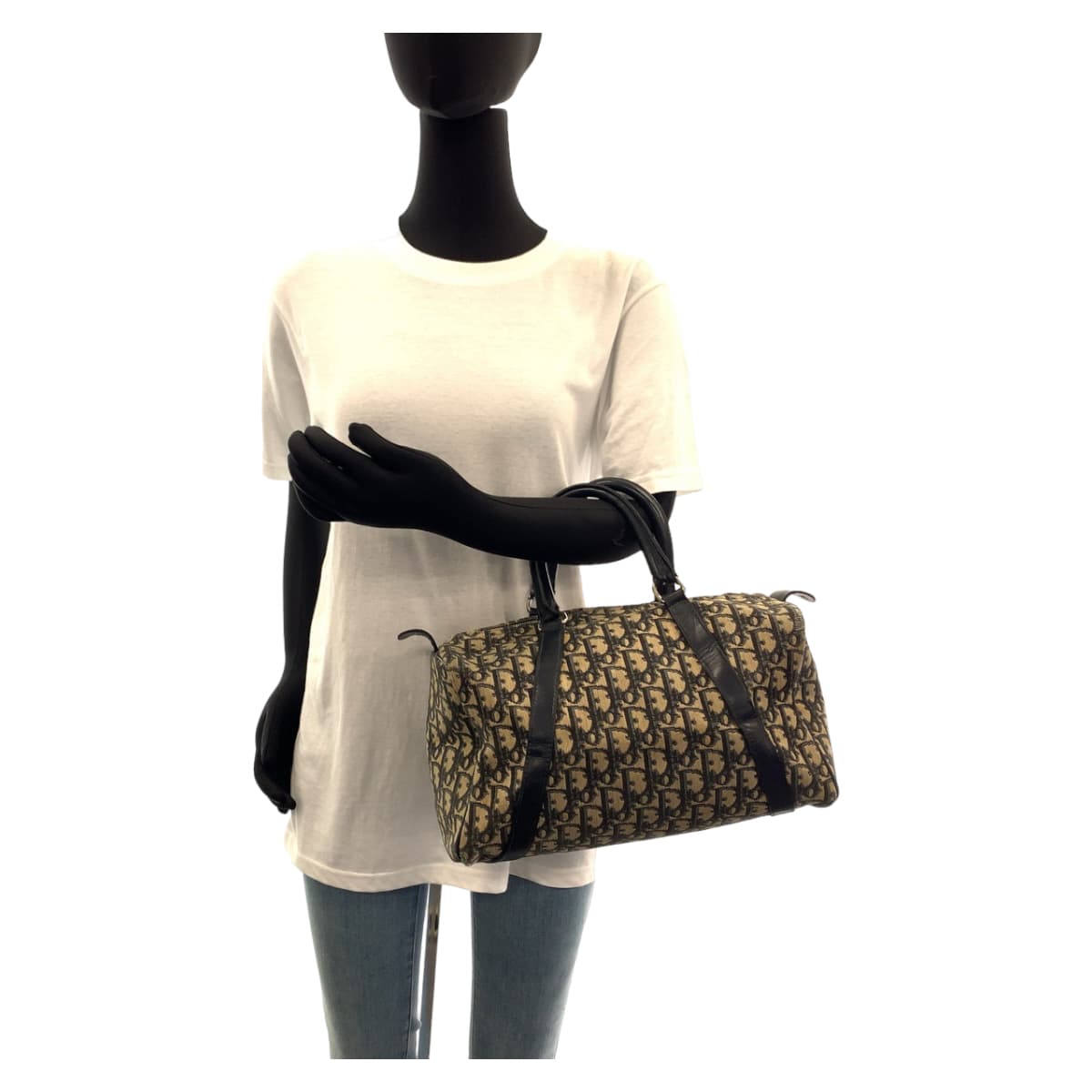 11601
Dior ディオール ヴィンテージ トロッター ネイビー ベージュ シルバー金具 キャンバス / レザー ハンドバッグ ボストンバッグ  レディース