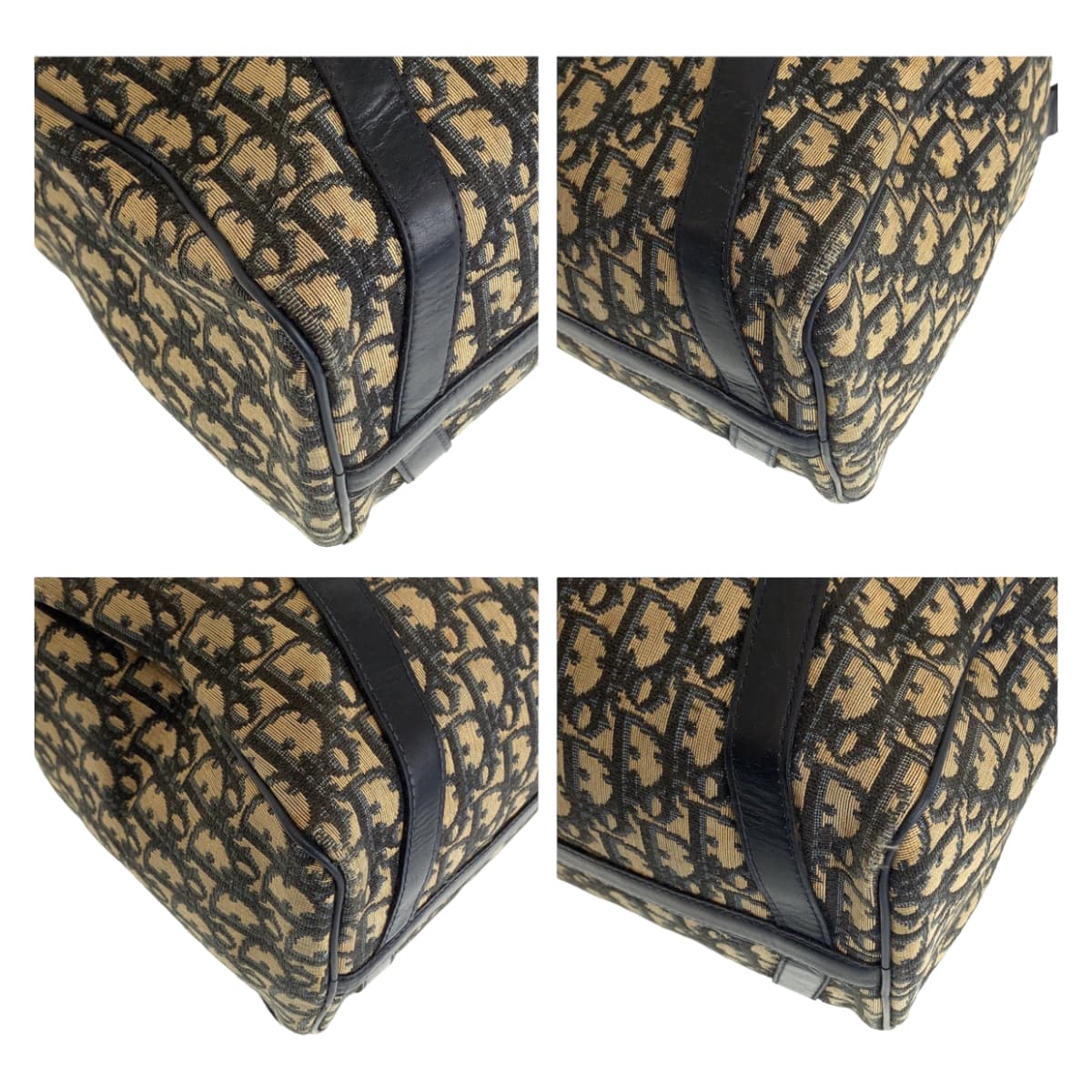 11601
Dior ディオール ヴィンテージ トロッター ネイビー ベージュ シルバー金具 キャンバス / レザー ハンドバッグ ボストンバッグ  レディース