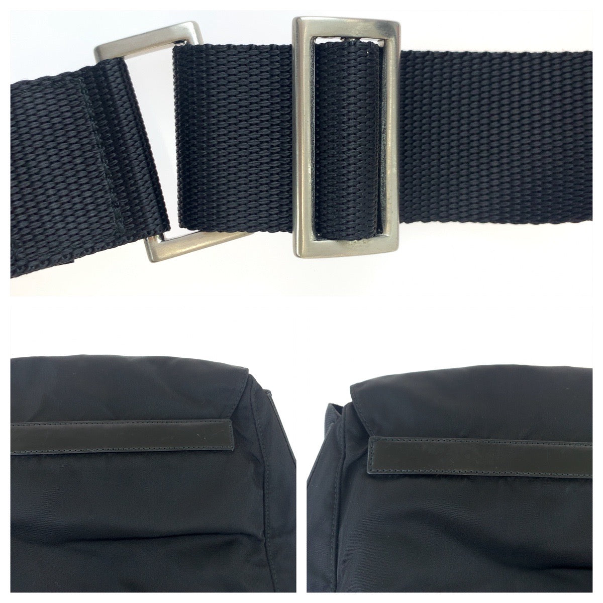 11609
PRADA プラダ テスート 三角ロゴプレート ブラック シルバー金具 ナイロン B8994 斜め掛け ショルダーバッグ ポシェット  メンズ