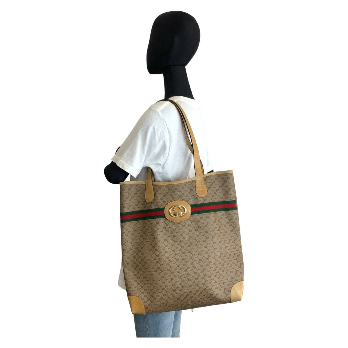 11611
GUCCI グッチ ヴィンテージ シェリーライン マイクロGG インターロッキング オールドグッチ 男女兼用 ブラウン キャメル ゴールド金具 GGスプリームキャンバス / レザー 904.002.0131 トートバッグ ショルダーバッグ  メンズ