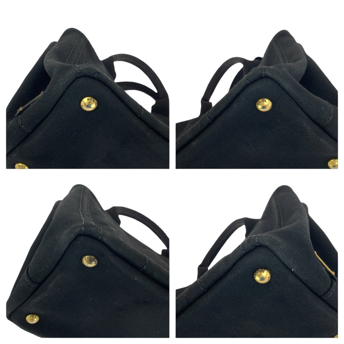 12880
PRADA プラダ カナパ 三角ロゴプレート ブラック 黒 ゴールド金具 キャンバス トートバッグ ショルダーバッグ 2way  レディース