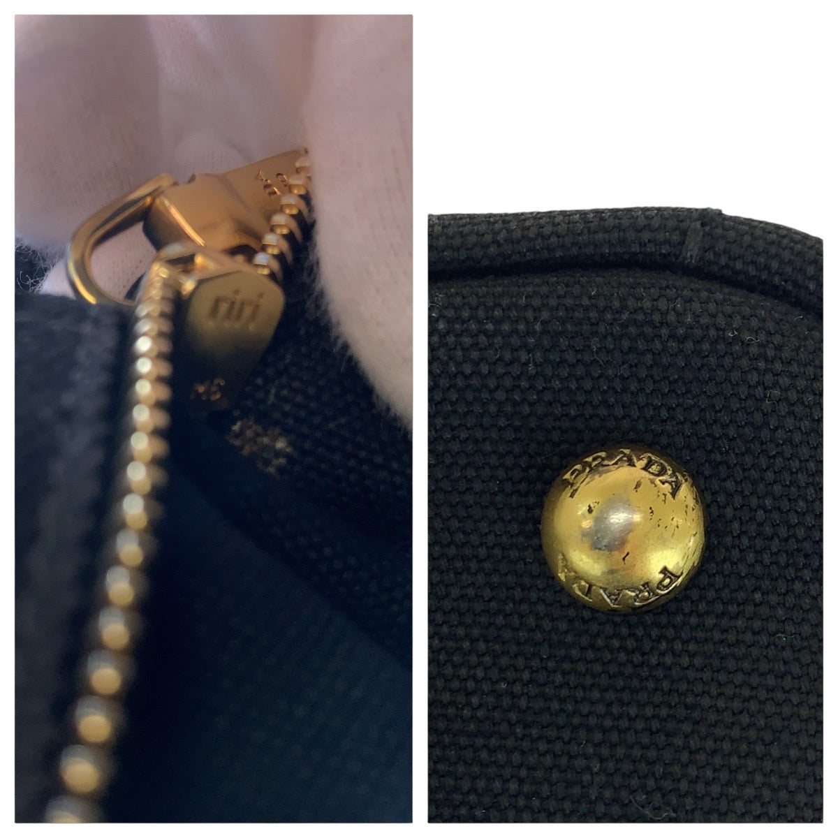 12880
PRADA プラダ カナパ 三角ロゴプレート ブラック 黒 ゴールド金具 キャンバス トートバッグ ショルダーバッグ 2way  レディース