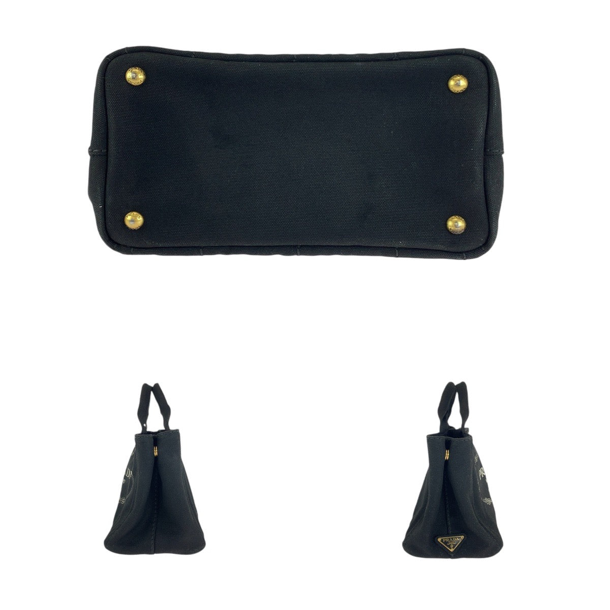 12880
PRADA プラダ カナパ 三角ロゴプレート ブラック 黒 ゴールド金具 キャンバス トートバッグ ショルダーバッグ 2way  レディース