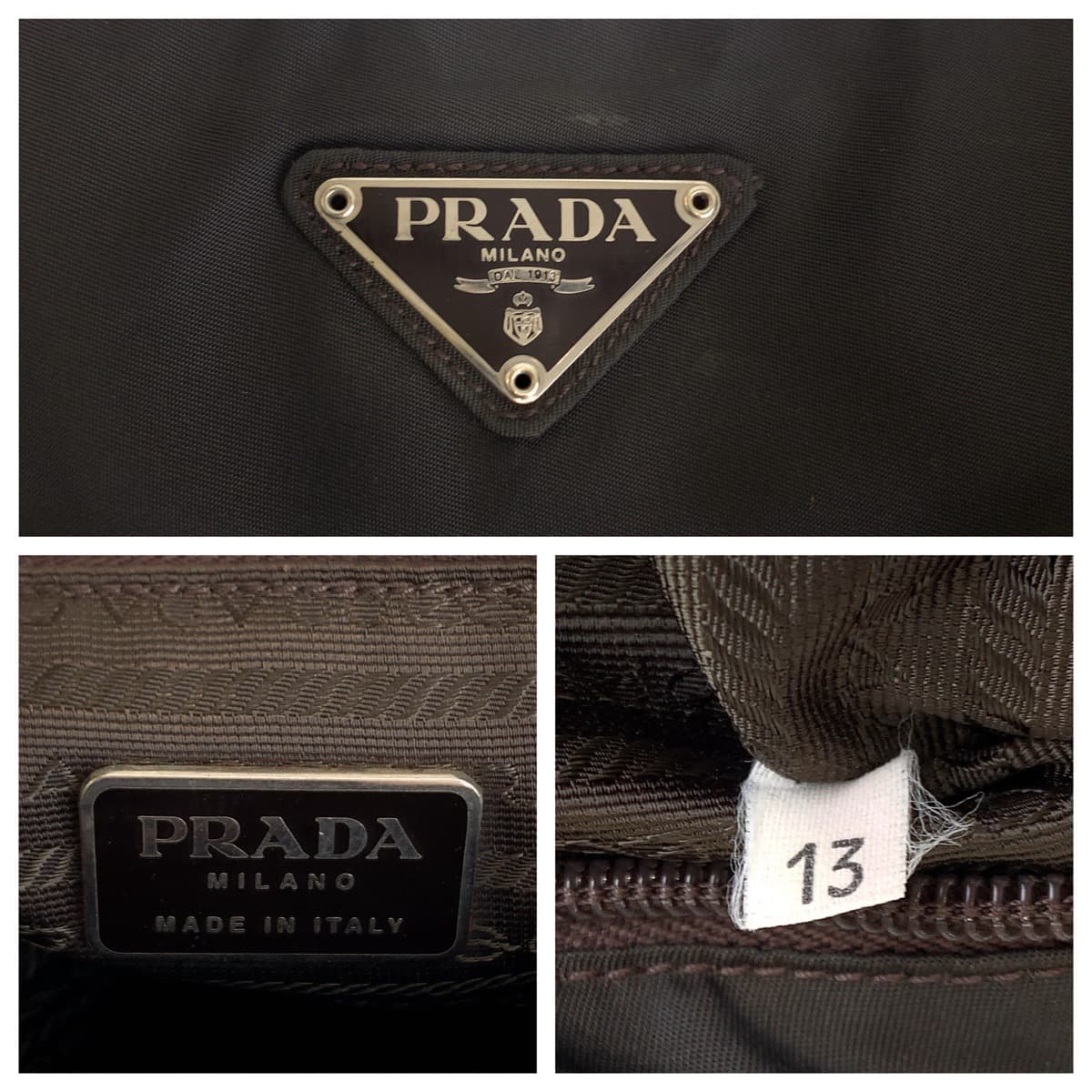 11625
PRADA プラダ テスート 三角ロゴ ダークブラウン シルバー金具 ナイロン トートバッグ ハンドバッグ  レディース