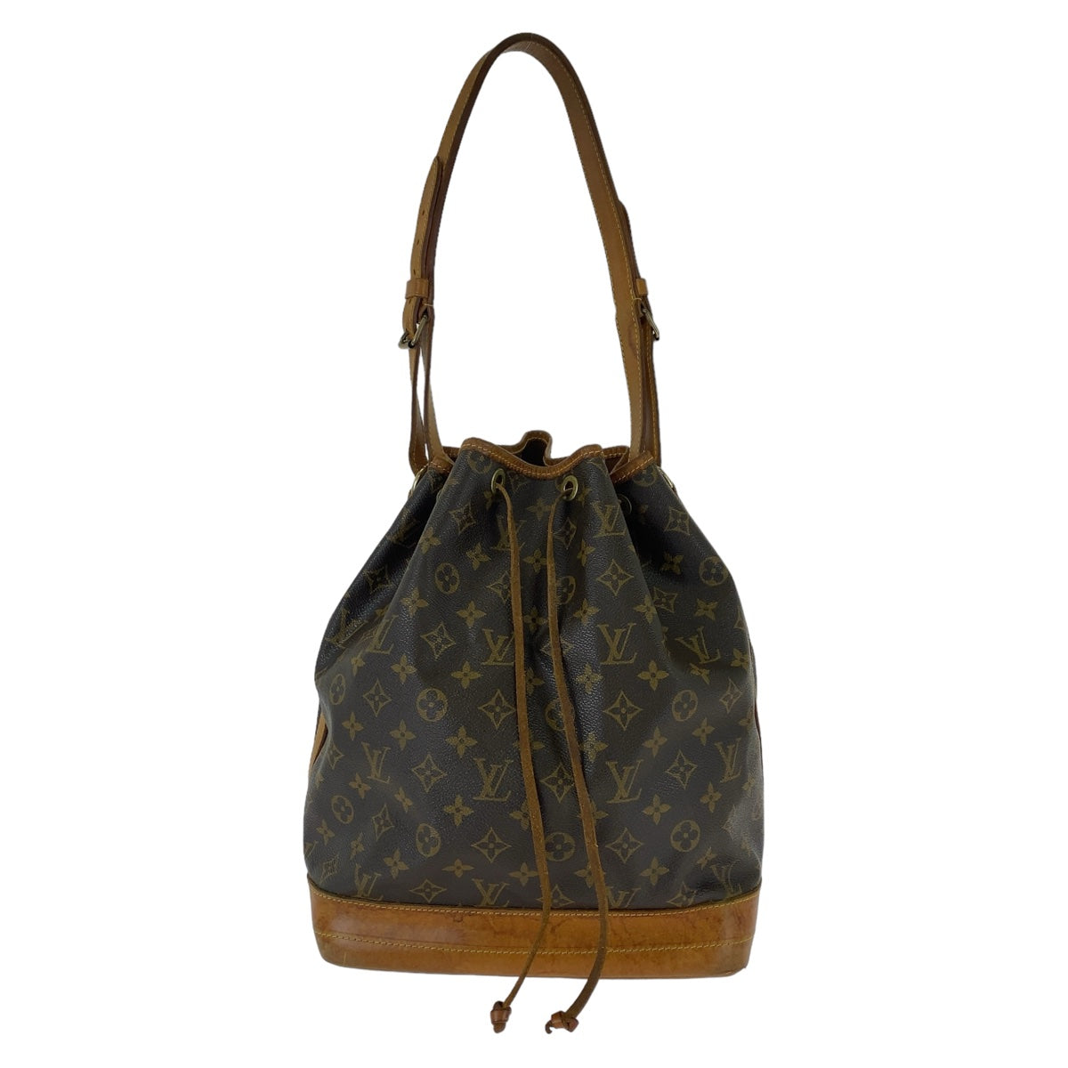LOUIS VUITTON ルイヴィトン モノグラム ノエ ブラウン ゴールド金具 PVC / レザー M42224 巾着 ショルダーバッグ  レディース
