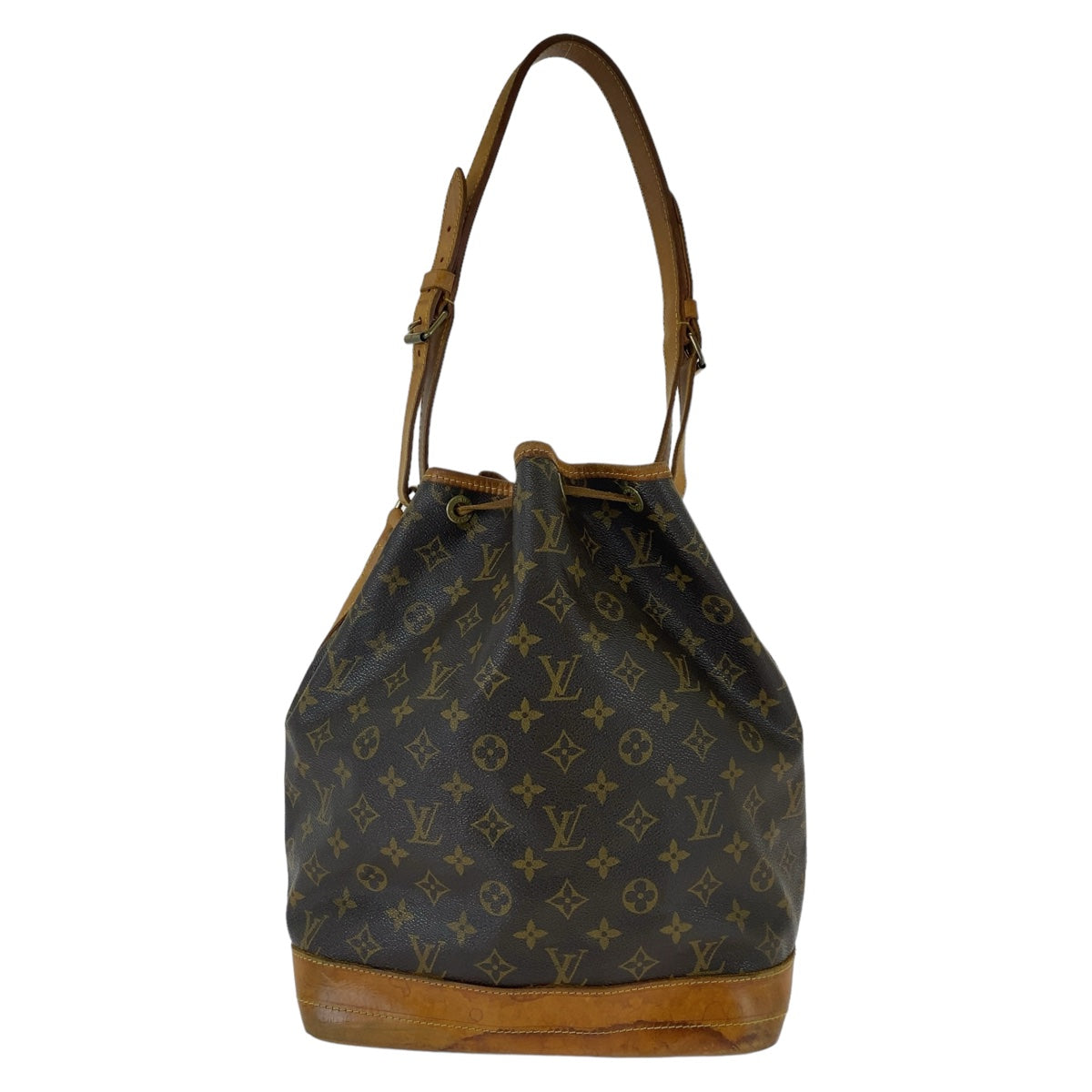 LOUIS VUITTON ルイヴィトン モノグラム ノエ ブラウン ゴールド金具 PVC / レザー M42224 巾着 ショルダーバッグ  レディース