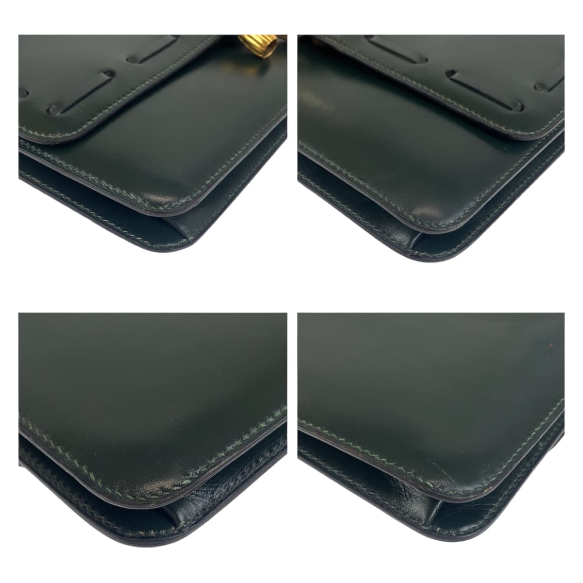 11638
HERMES エルメス ヴィンテージ タッセル グリーン ゴールド金具 ボックスカーフ ショルダーバッグ クラッチバッグ 2WAY O刻印 レディース AB190