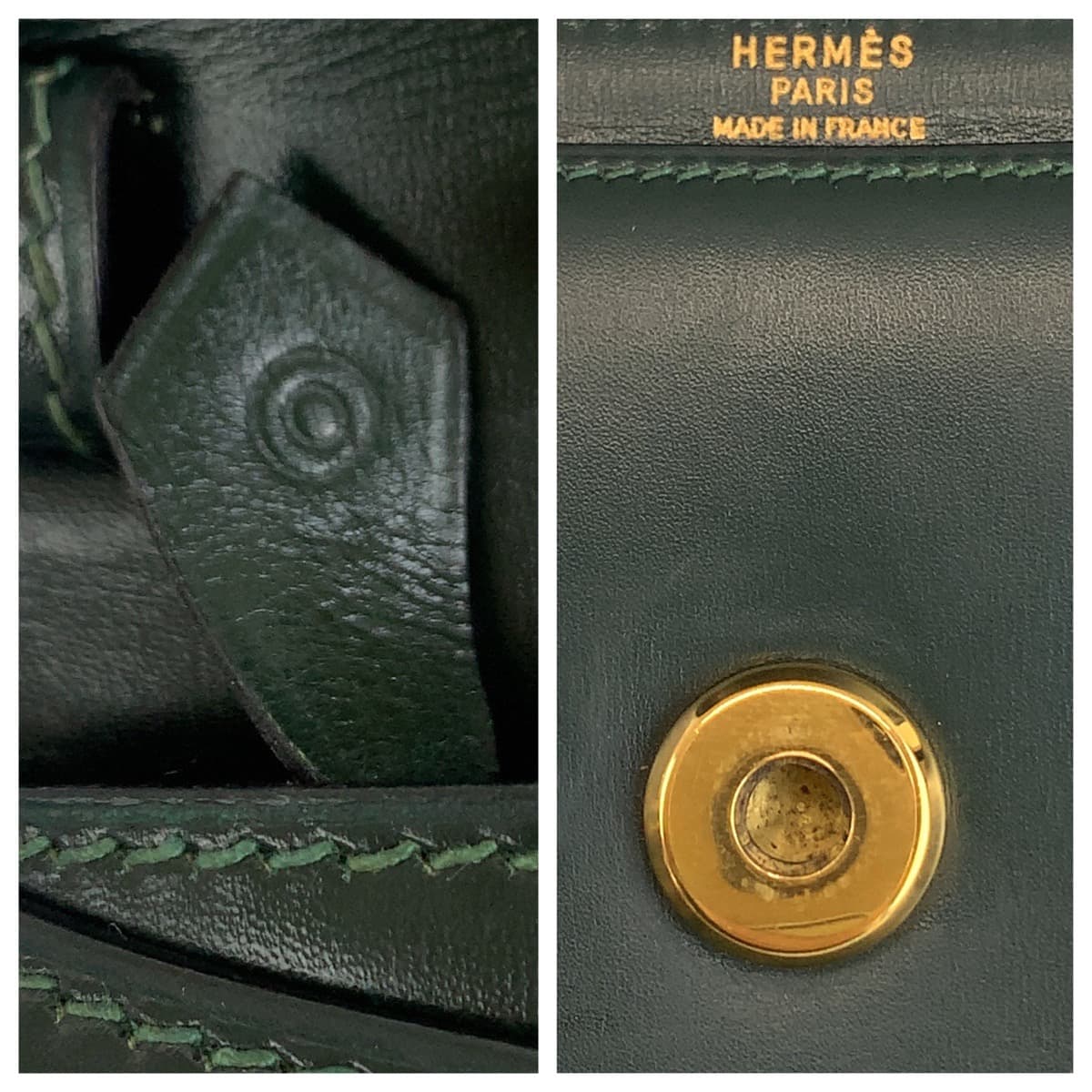 11638
HERMES エルメス ヴィンテージ タッセル グリーン ゴールド金具 ボックスカーフ ショルダーバッグ クラッチバッグ 2WAY O刻印 レディース AB190