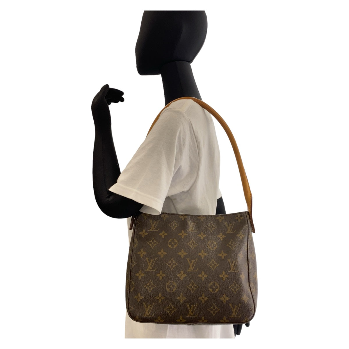 11639
LOUIS VUITTON ルイヴィトン モノグラム ルーピングMM ブラウン ゴールド金具 PVC M51146 ショルダーバッグ  レディース AB50