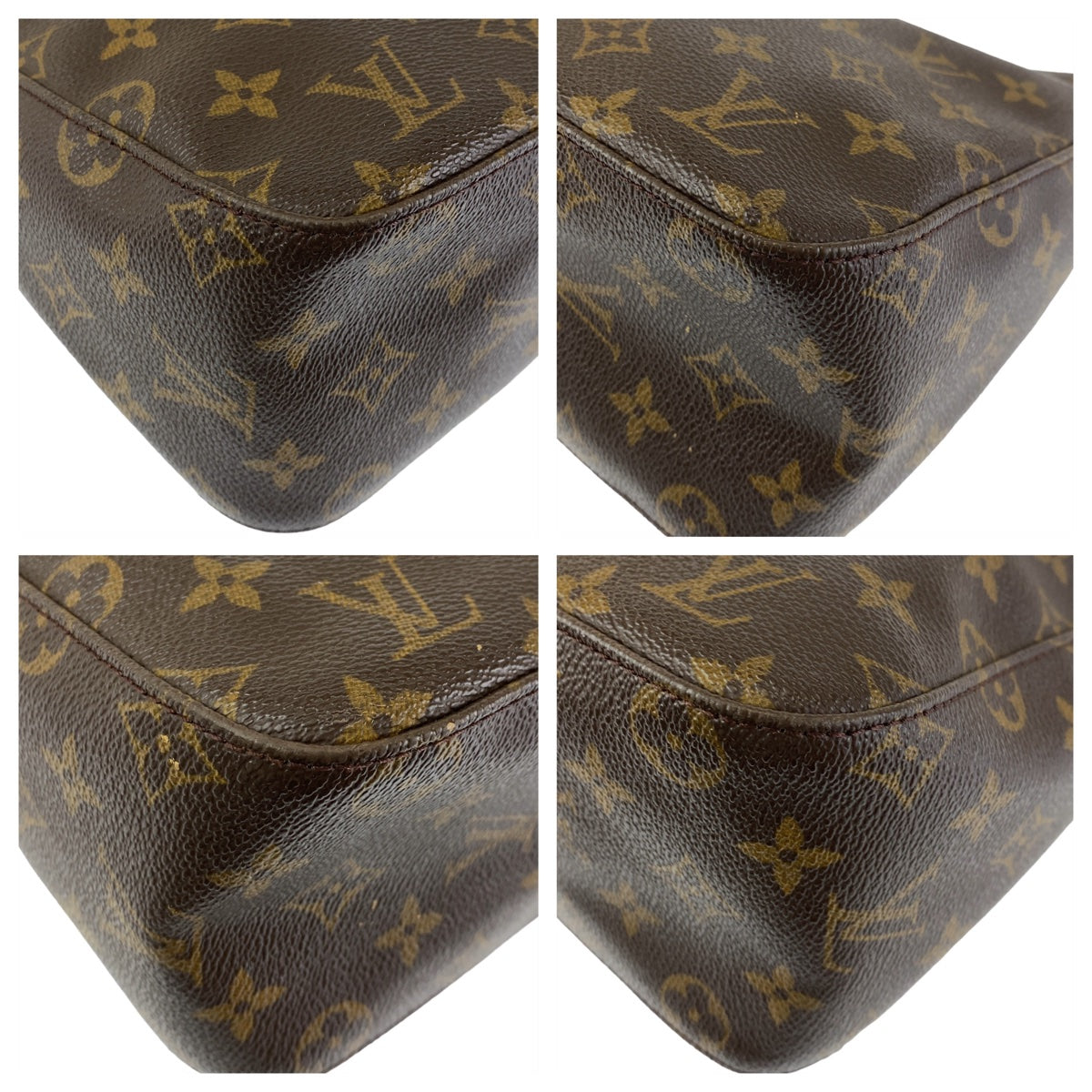11639
LOUIS VUITTON ルイヴィトン モノグラム ルーピングMM ブラウン ゴールド金具 PVC M51146 ショルダーバッグ  レディース AB50