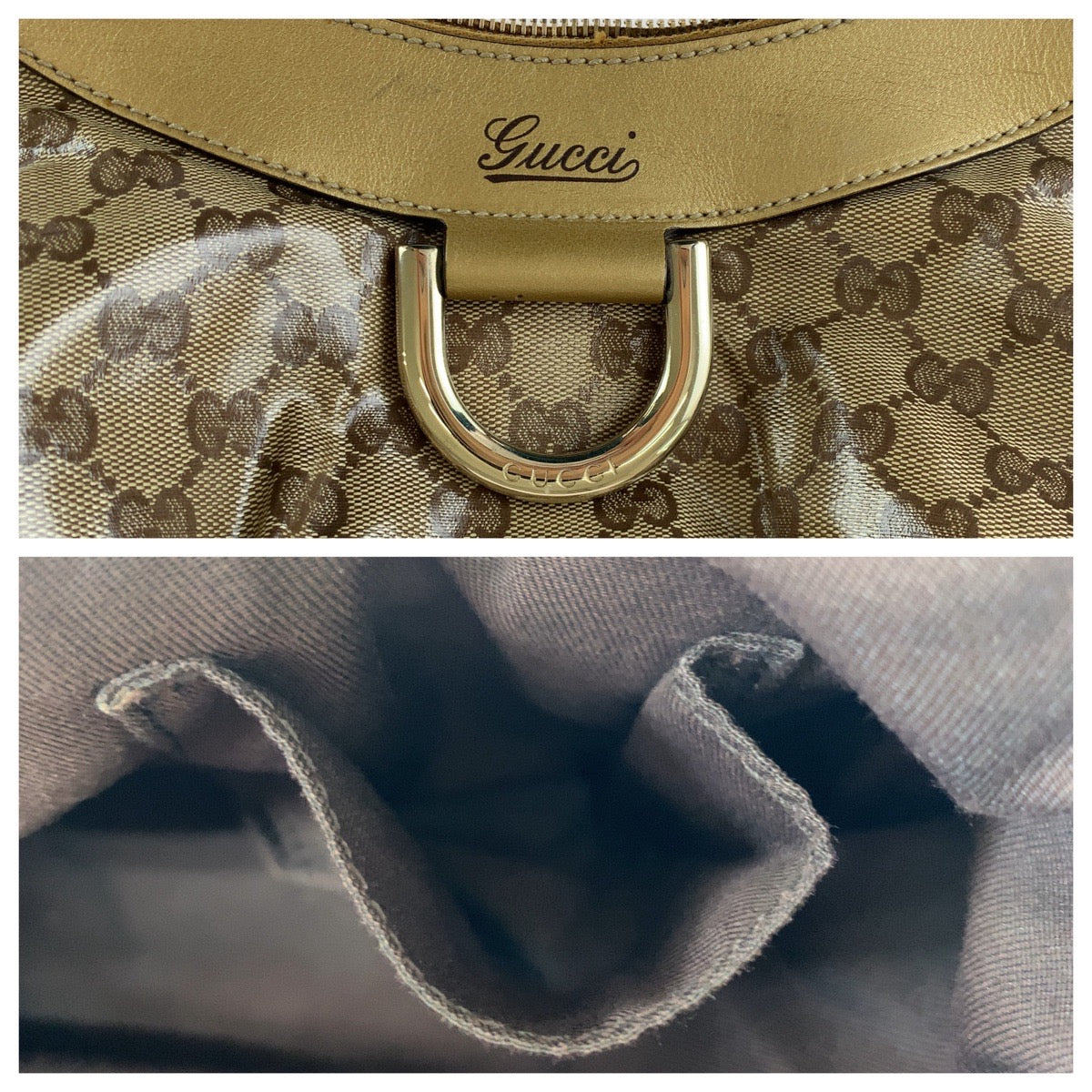 111641
GUCCI グッチ アビー GGクリスタル ベージュ ゴールド金具 GGキャンバス / レザー 265692 ショルダーバッグ ハンドバッグ  レディース