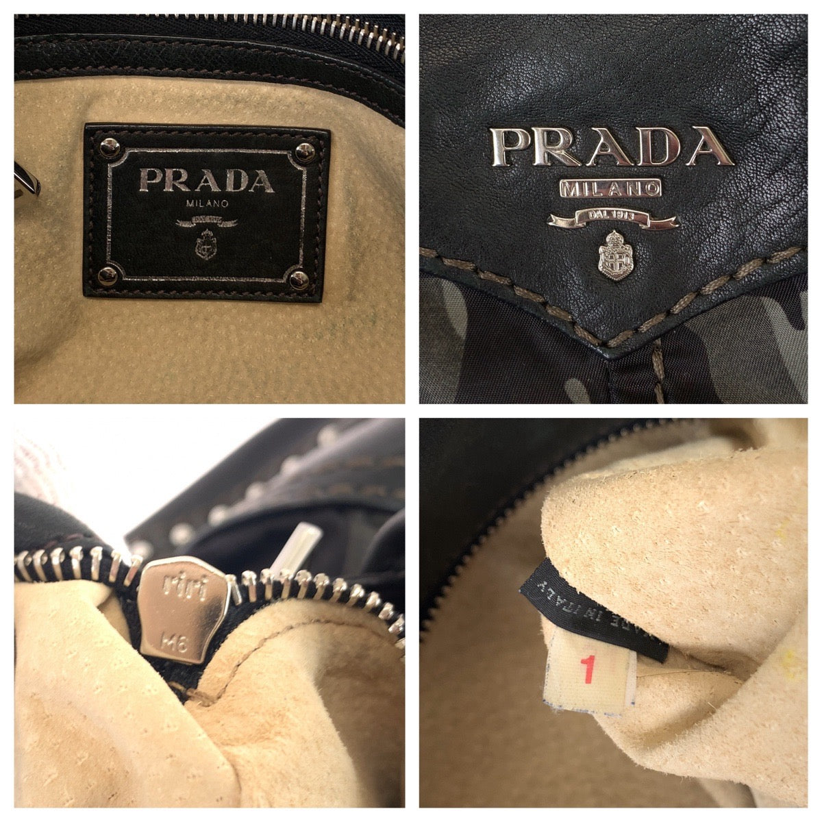 11645
PRADA プラダ テスート カモフラ柄 スタッズ カーキ ブラック 黒 シルバー金具 ナイロン / レザー BL0688 ショルダーバッグ ハンドバッグ 2way  レディース