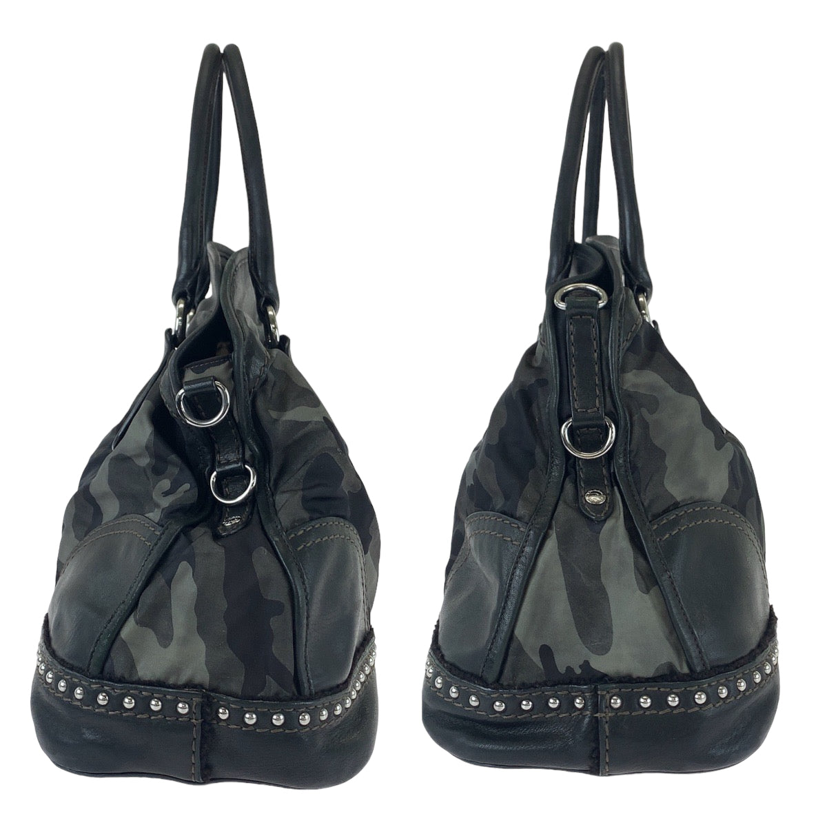 11645
PRADA プラダ テスート カモフラ柄 スタッズ カーキ ブラック 黒 シルバー金具 ナイロン / レザー BL0688 ショルダーバッグ ハンドバッグ 2way  レディース