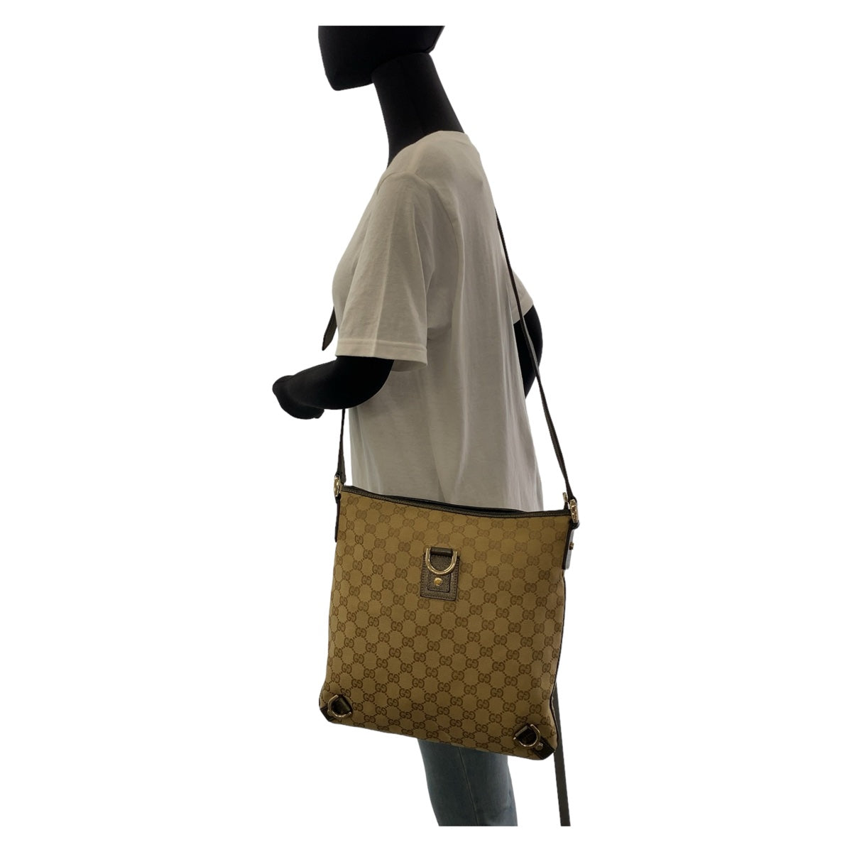 11646
GUCCI グッチ アビー GG柄 ベージュ ブラウン ゴールド金具 GGキャンバス / レザー 131326 斜め掛け ショルダーバック ポシェット  レディース