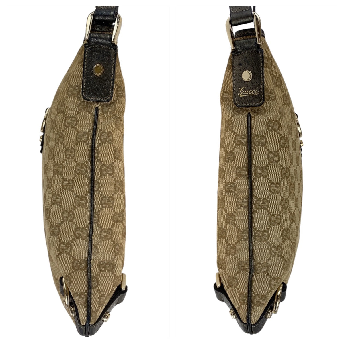 11646
GUCCI グッチ アビー GG柄 ベージュ ブラウン ゴールド金具 GGキャンバス / レザー 131326 斜め掛け ショルダーバック ポシェット  レディース