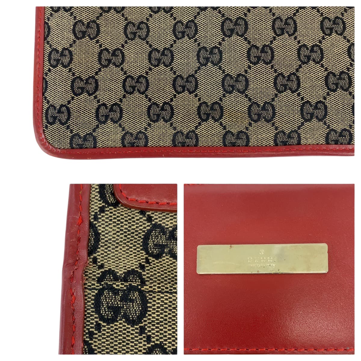 12281
GUCCI グッチ レッド ベージュ ゴールド金具 GGキャンバス ０019 0348 斜め掛け ショルダーバッグ ポシェット  レディース