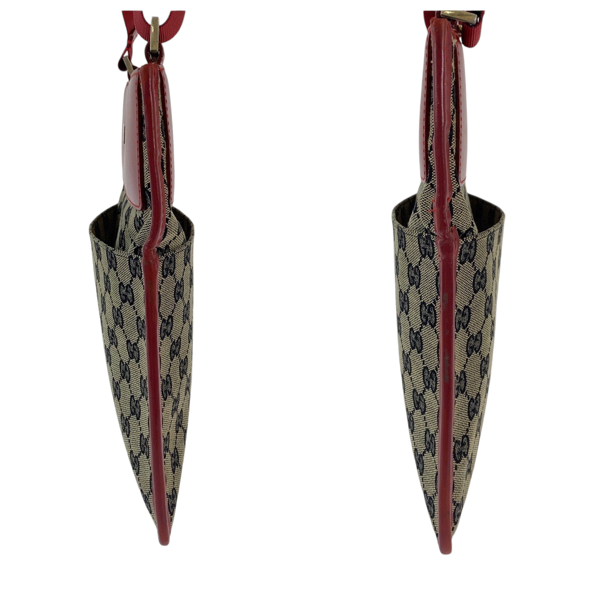 12281
GUCCI グッチ レッド ベージュ ゴールド金具 GGキャンバス ０019 0348 斜め掛け ショルダーバッグ ポシェット  レディース