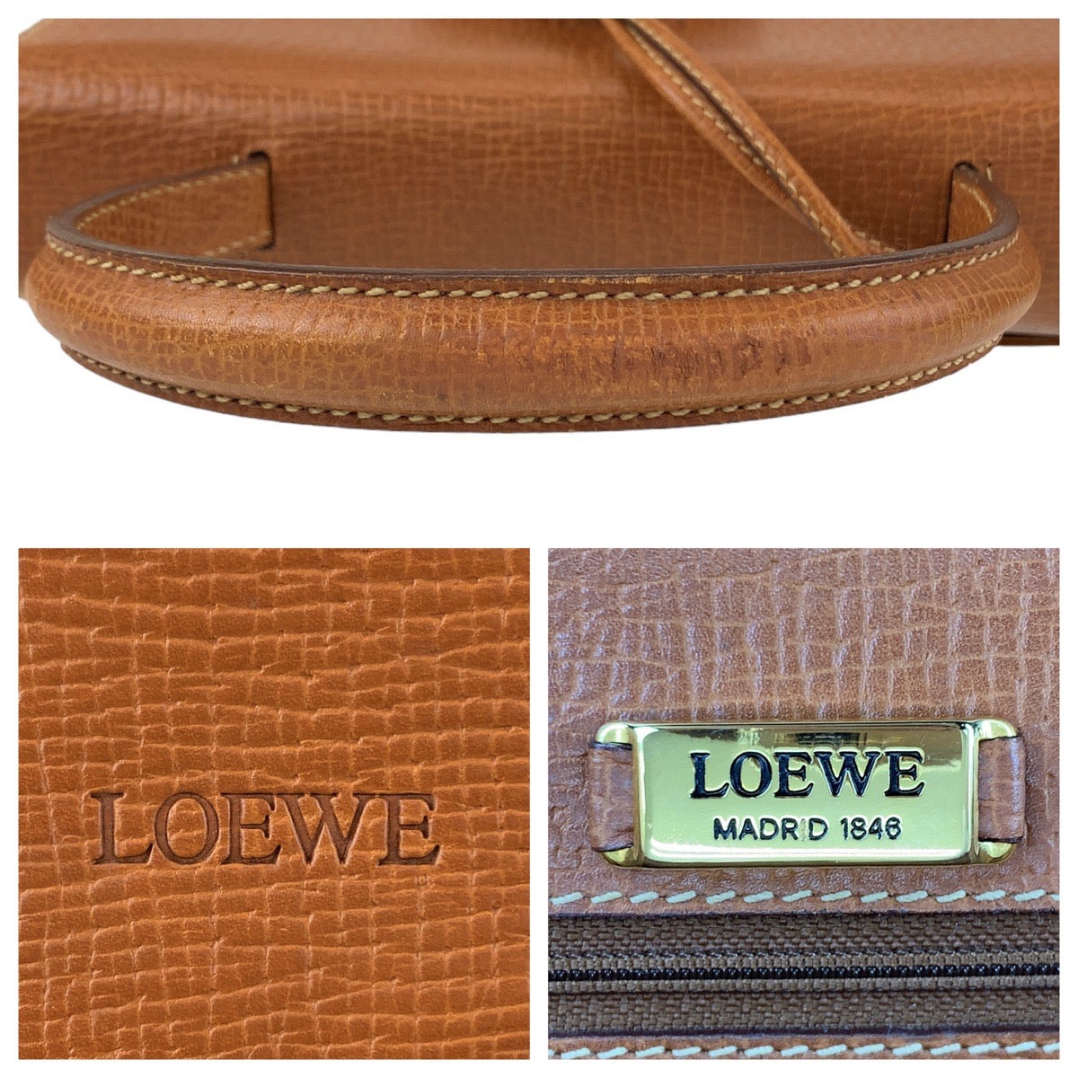 112368
LOEWE ロエベ ヴィンテージ バルセロナ ブラウン キャメル レザー 斜め掛け ショルダーバッグ ハンドバッグ 2way  レディース