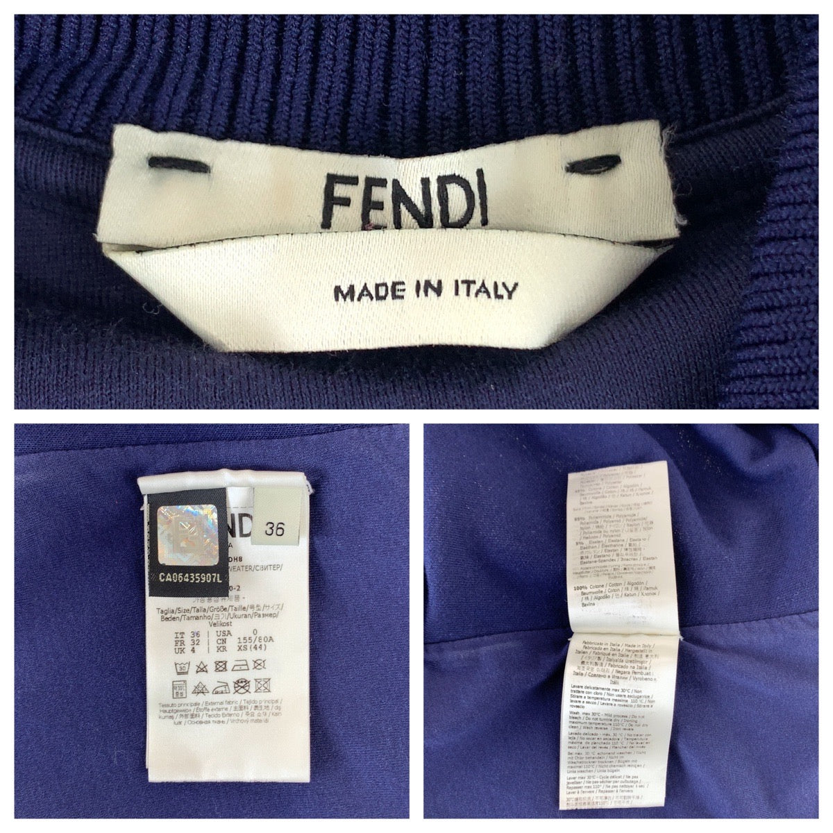12366
FENDI フェンディ ズッカ柄 サイドライン サイズ36 ネイビー ブラウン シルバー金具 ポリエステル FAF069 ADH8 トラックジャケット ジャージ  レディース A40