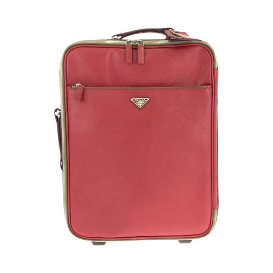 12882
PRADA プラダ サフィアーノ 三角ロゴプレート レッド シルバー金具 レザー VV030K キャリーバッグ スーツケース キャリーケース  レディース AB54